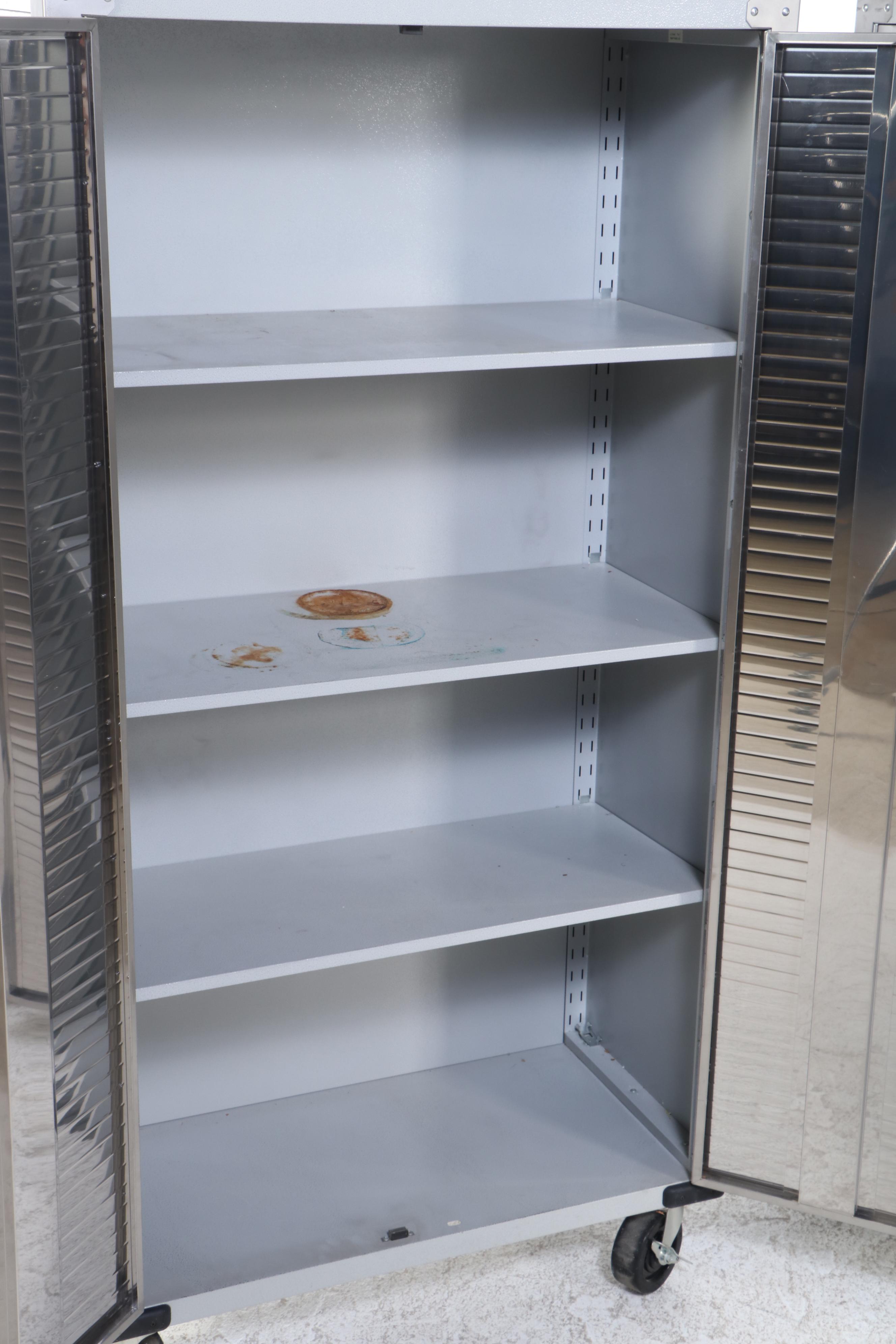 Set of Three Metal Storage Cabinets on Wheels