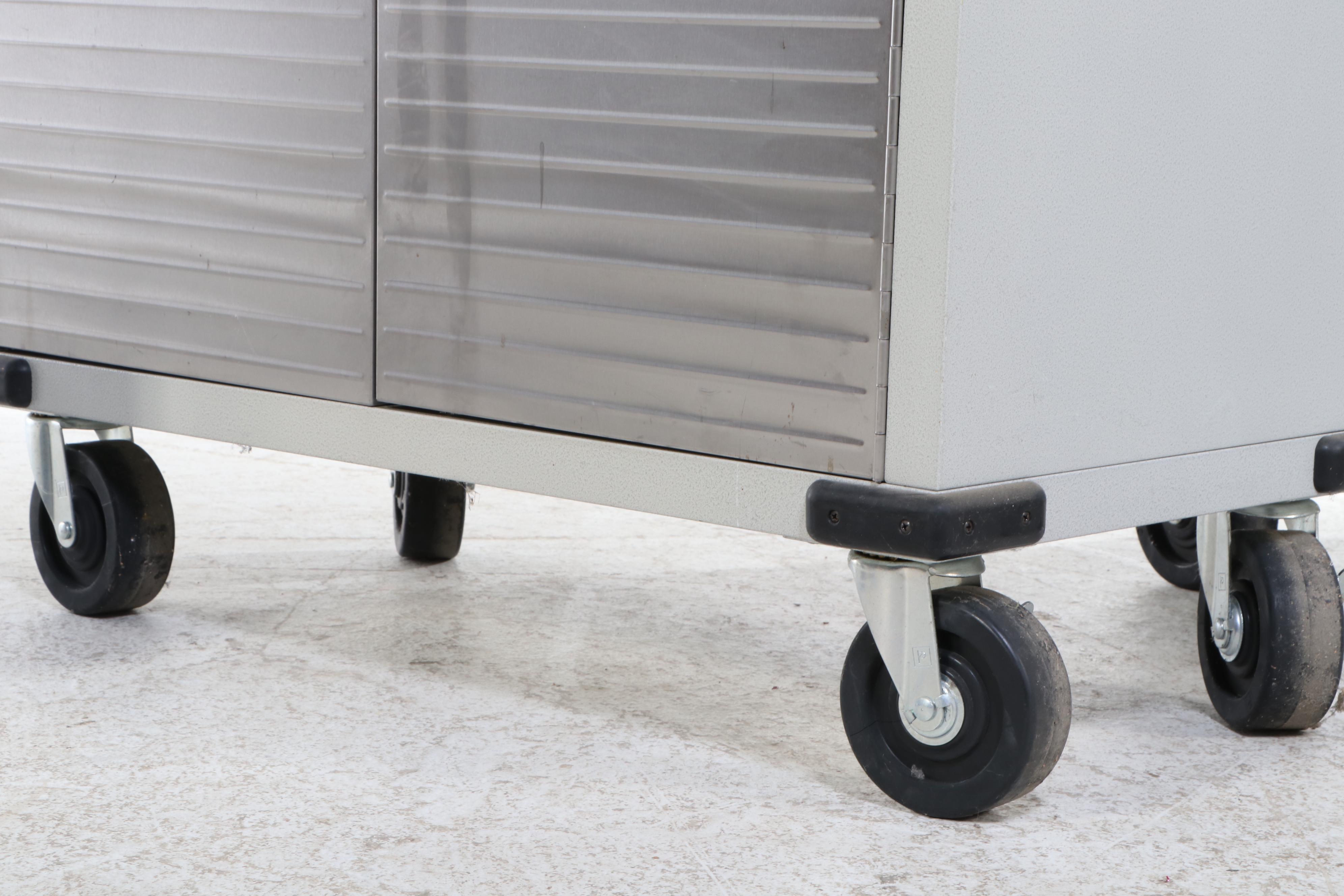 Set of Three Metal Storage Cabinets on Wheels