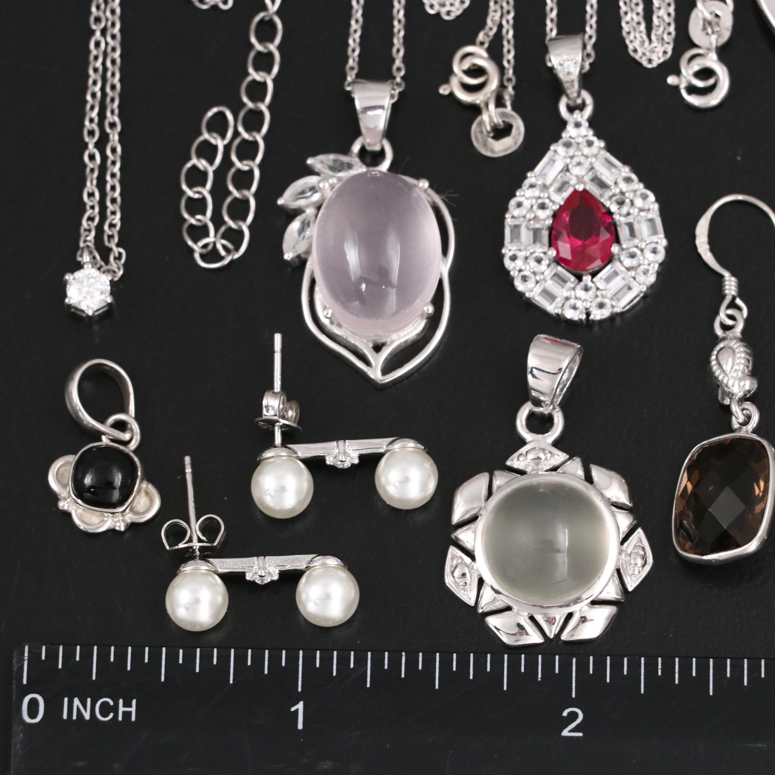 14 Assorted Sterling Silver Rings, Necklaces, Earrings, and Pendants