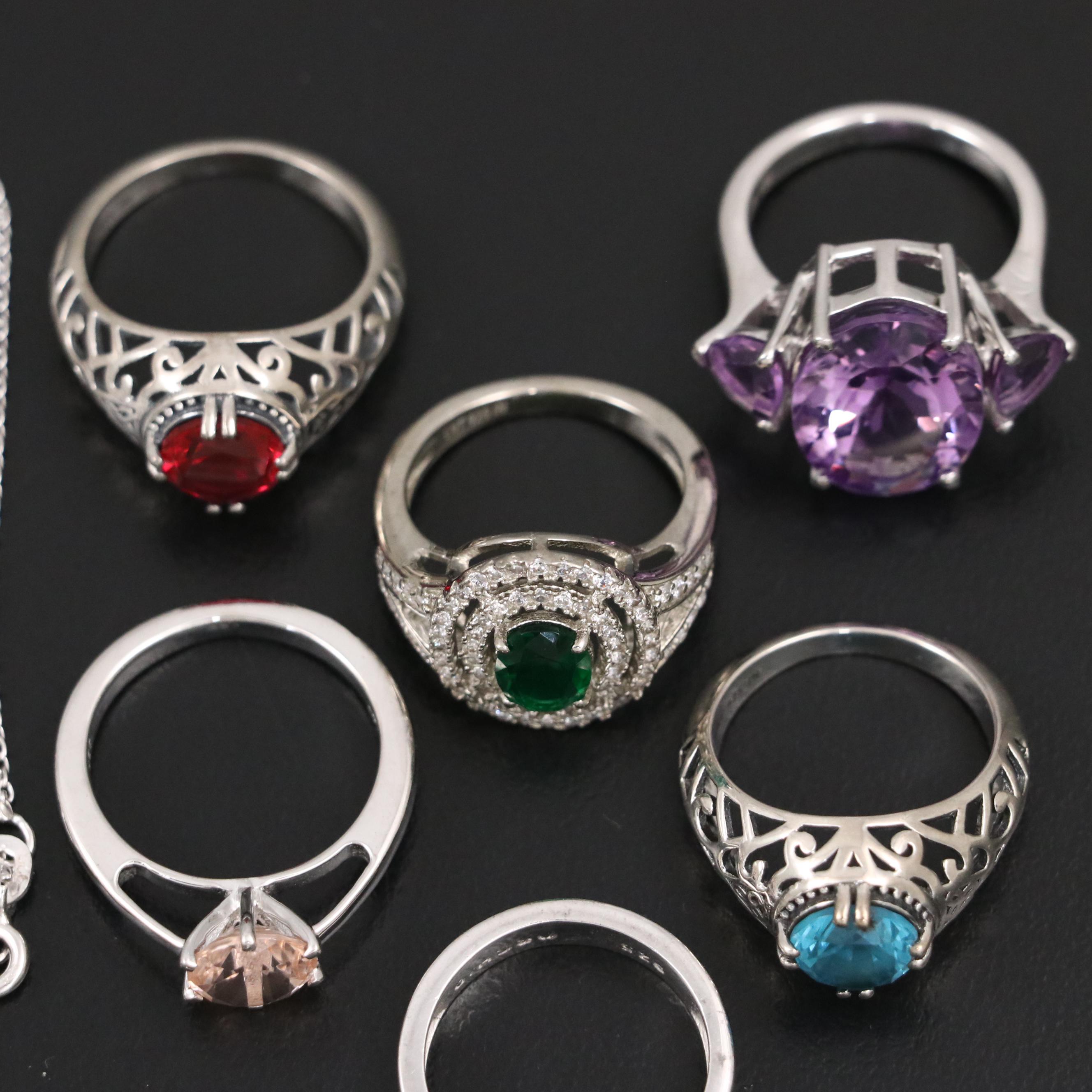 14 Assorted Sterling Silver Rings, Necklaces, Earrings, and Pendants