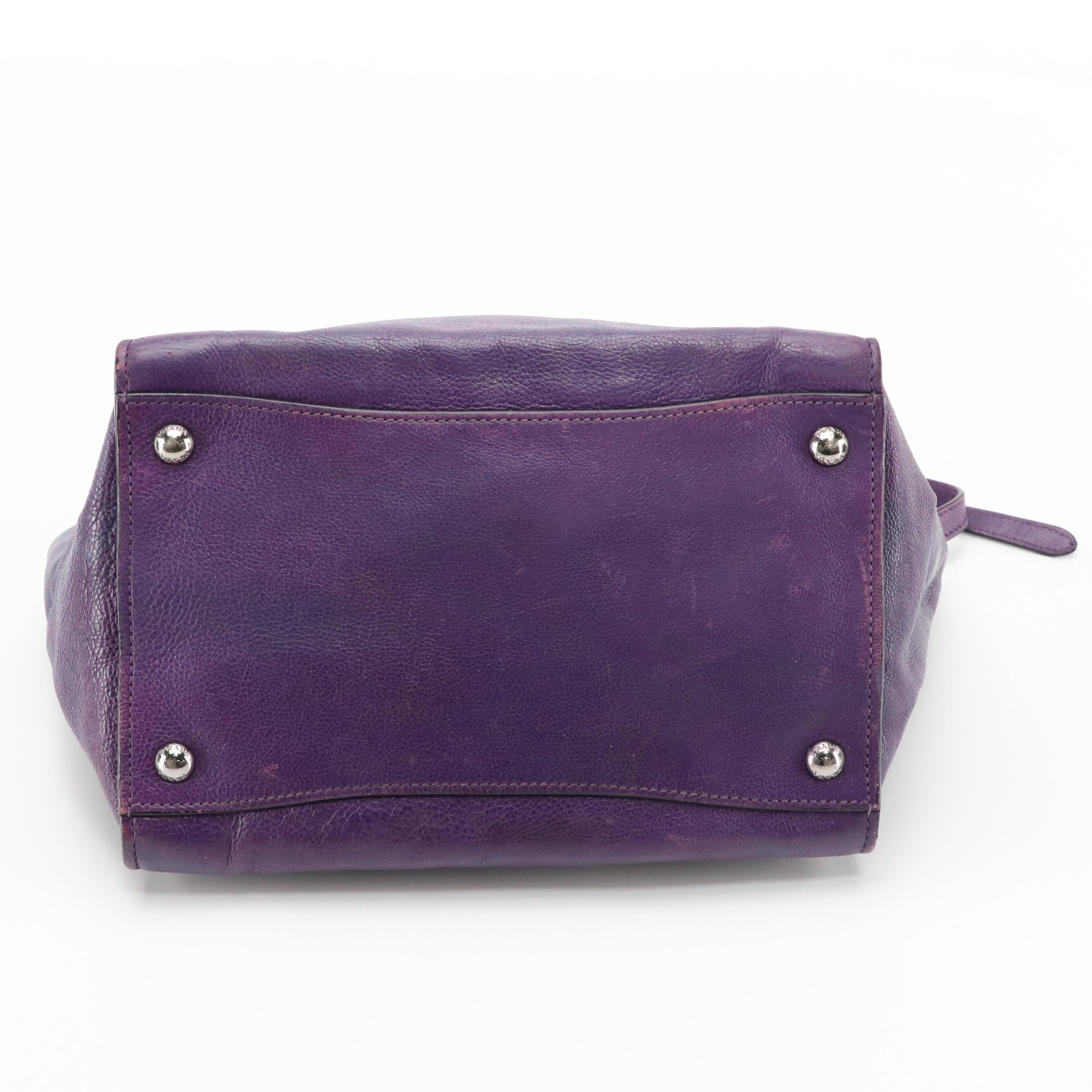 Prada Purple Leather Small Twin Pocket Tote/Two-Way Bag