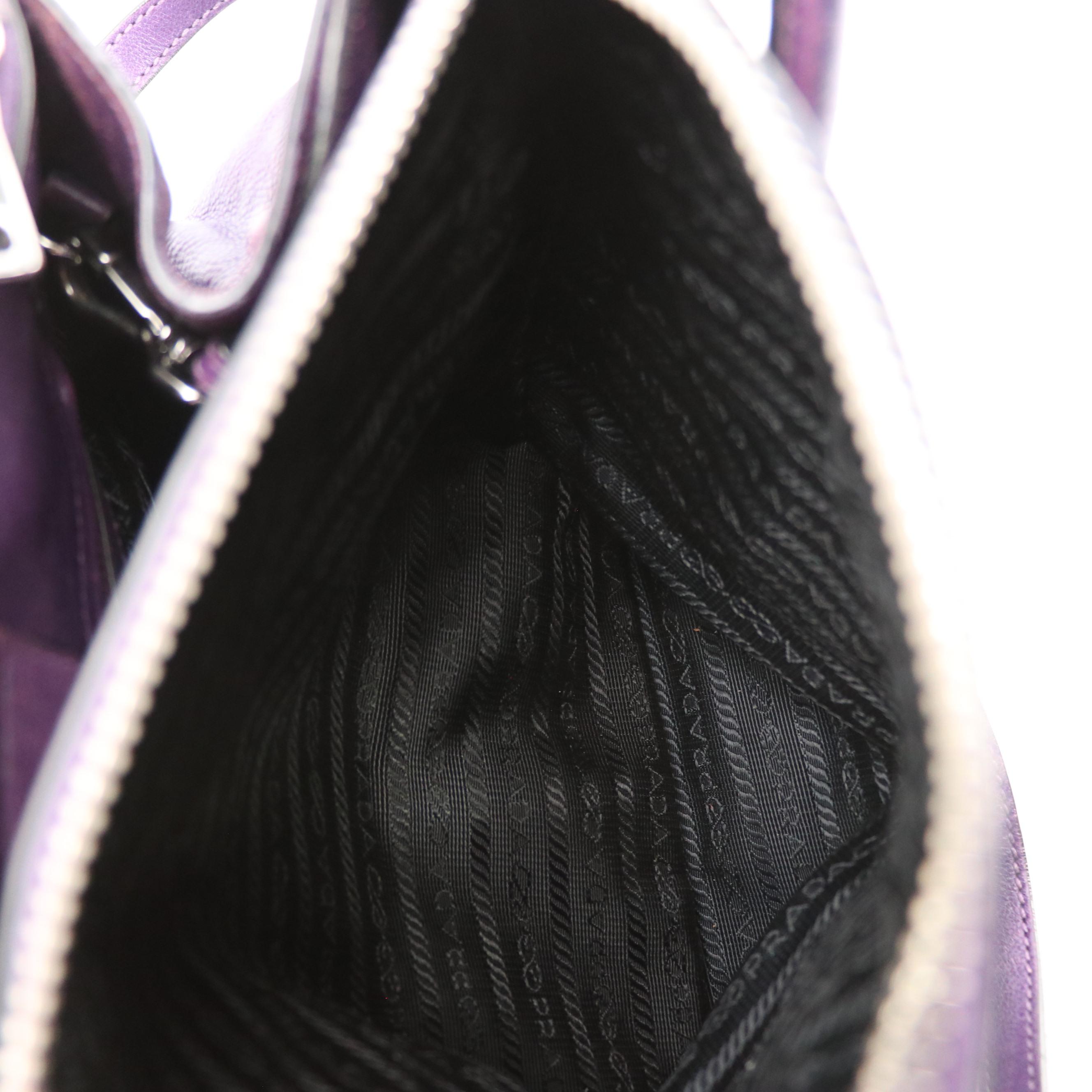 Prada Purple Leather Small Twin Pocket Tote/Two-Way Bag