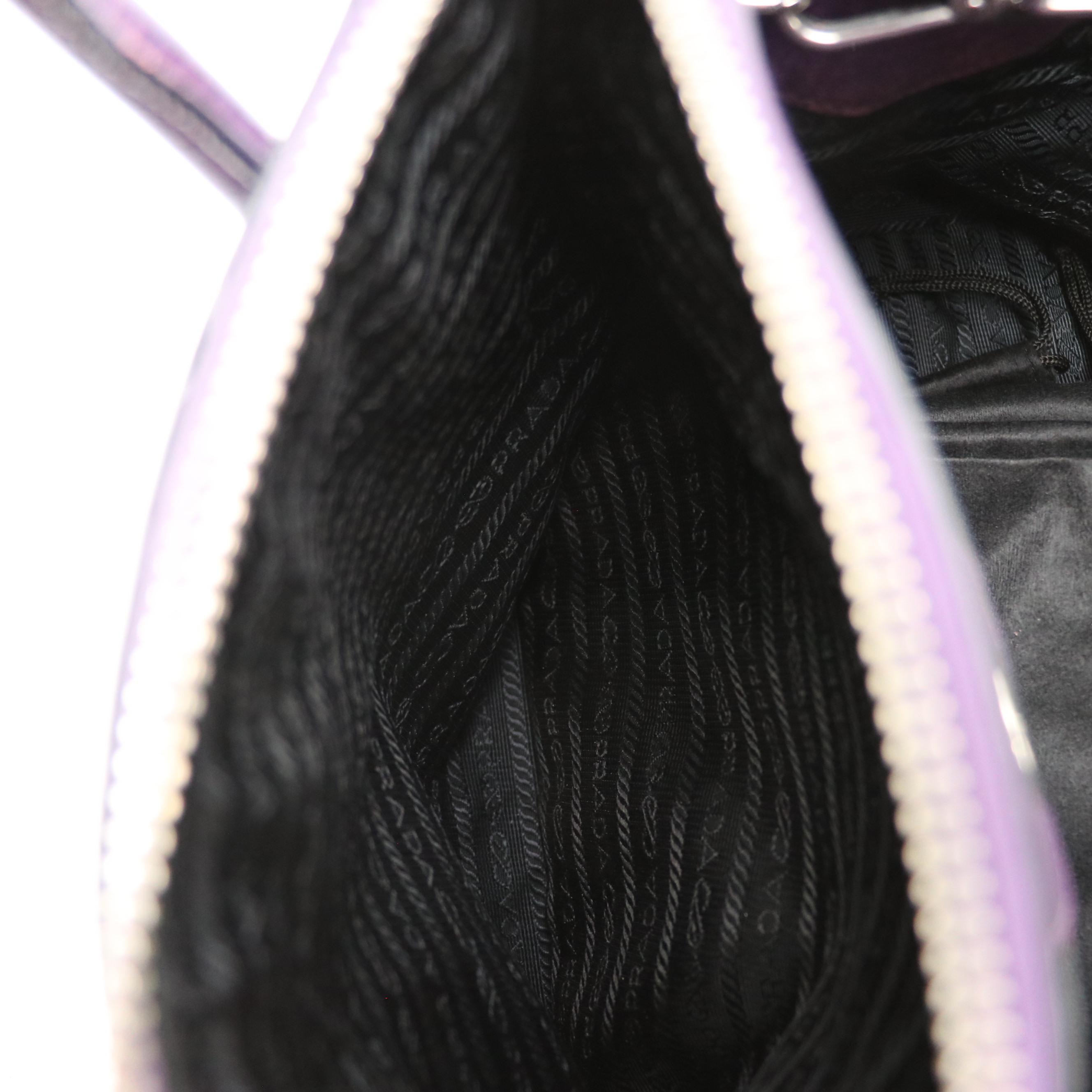 Prada Purple Leather Small Twin Pocket Tote/Two-Way Bag