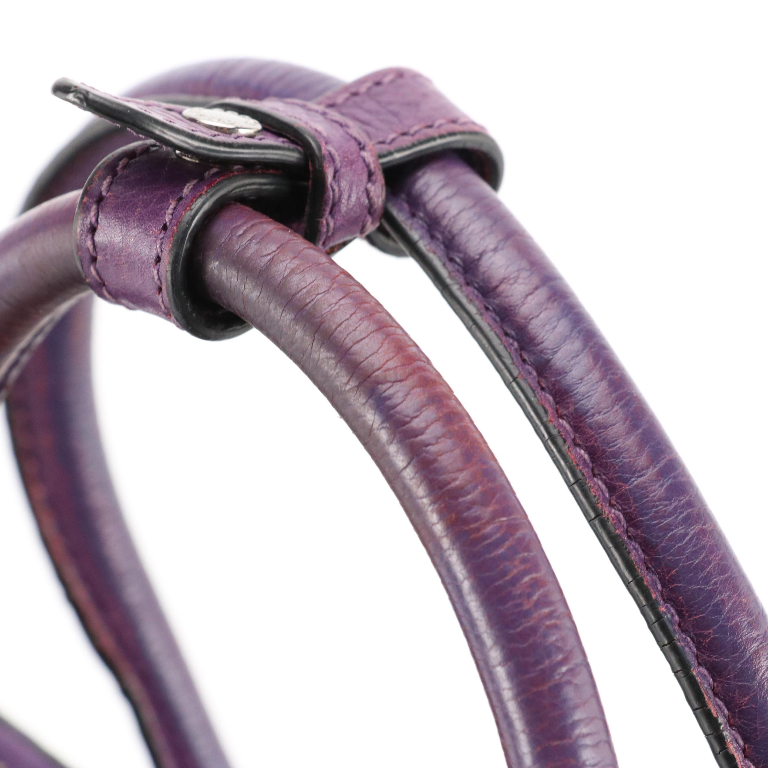 Prada Purple Leather Small Twin Pocket Tote/Two-Way Bag