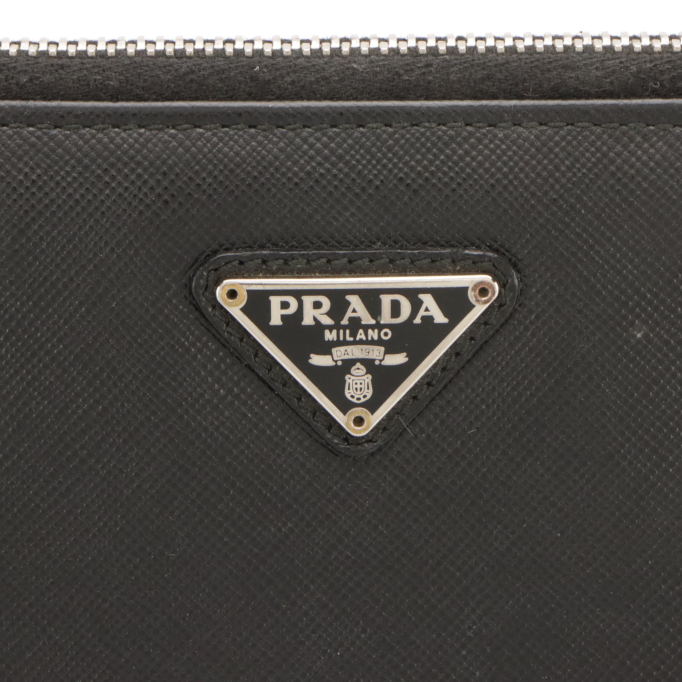 Prada Black Saffiano Leather Zip-Around Travel iPad Case