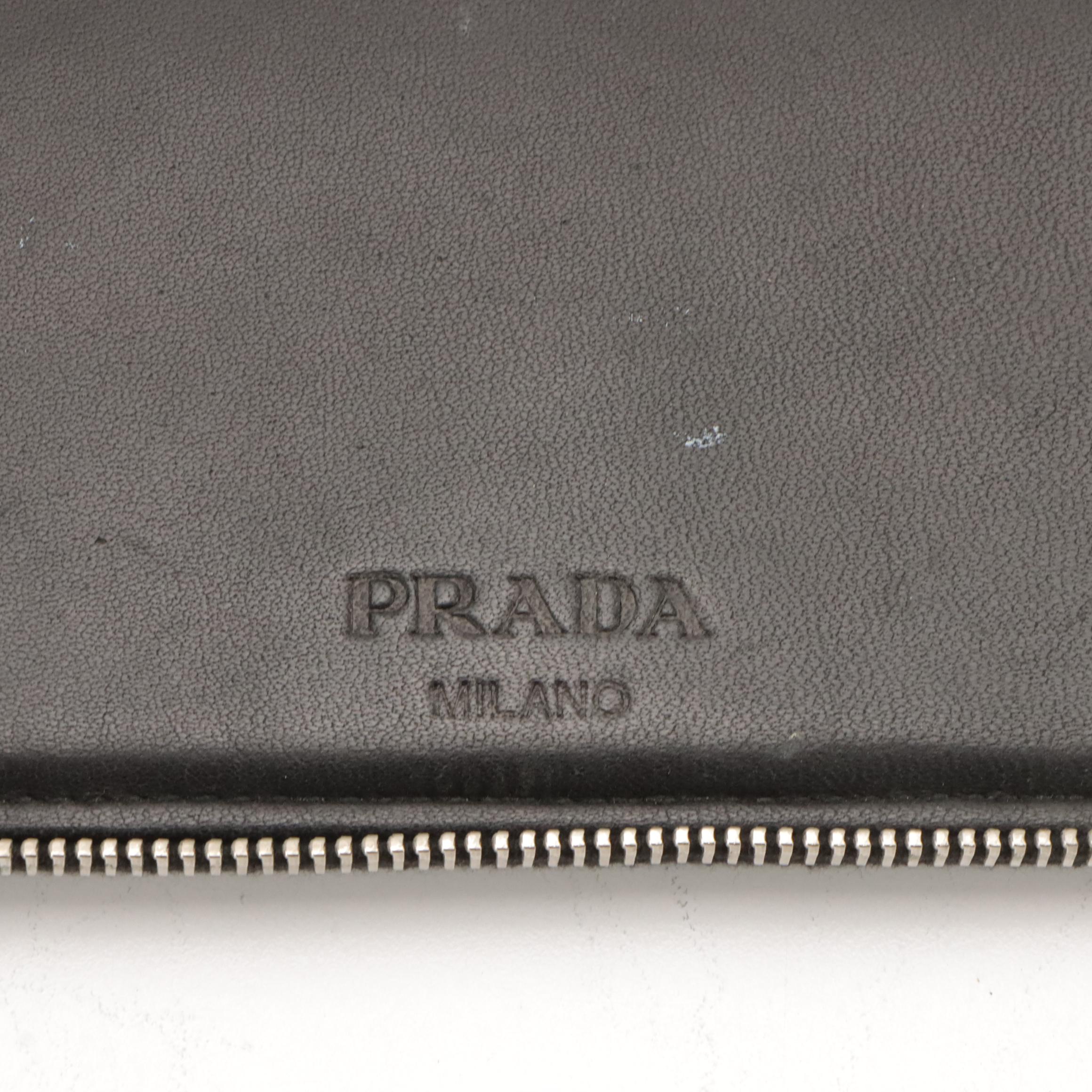Prada Black Saffiano Leather Zip-Around Travel iPad Case