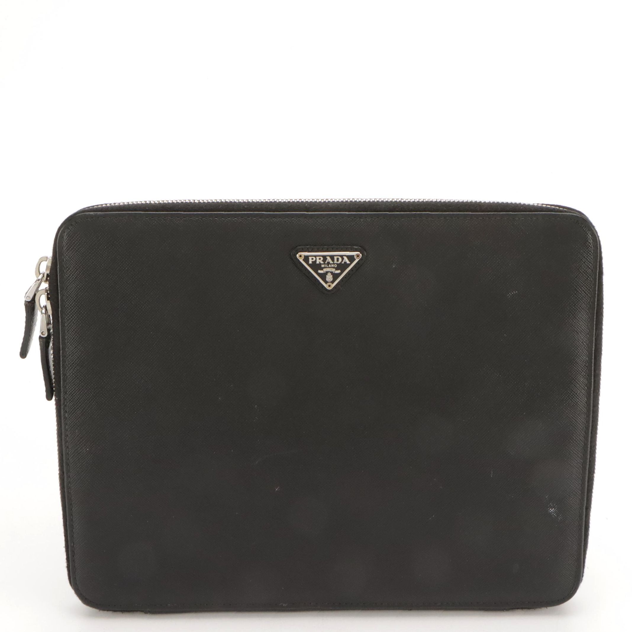 Prada Black Saffiano Leather Zip-Around Travel iPad Case