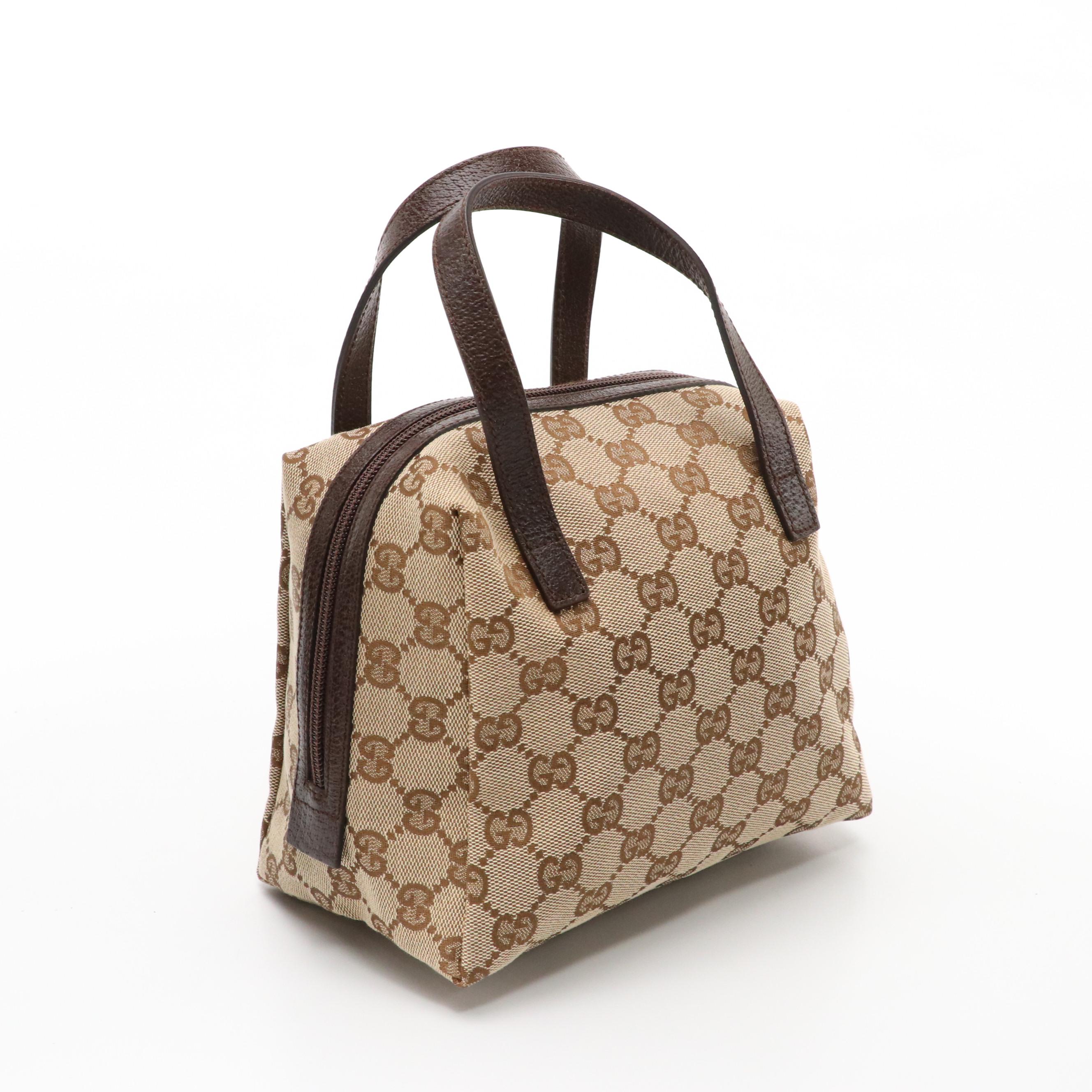 Gucci Mini Dome Bag in GG Canvas with Cinghiale Leather Trim