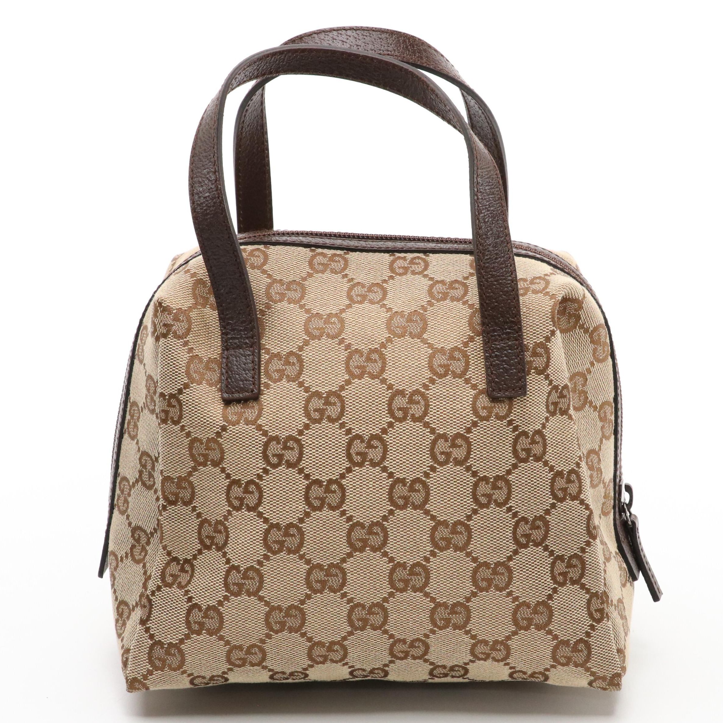 Gucci Mini Dome Bag in GG Canvas with Cinghiale Leather Trim