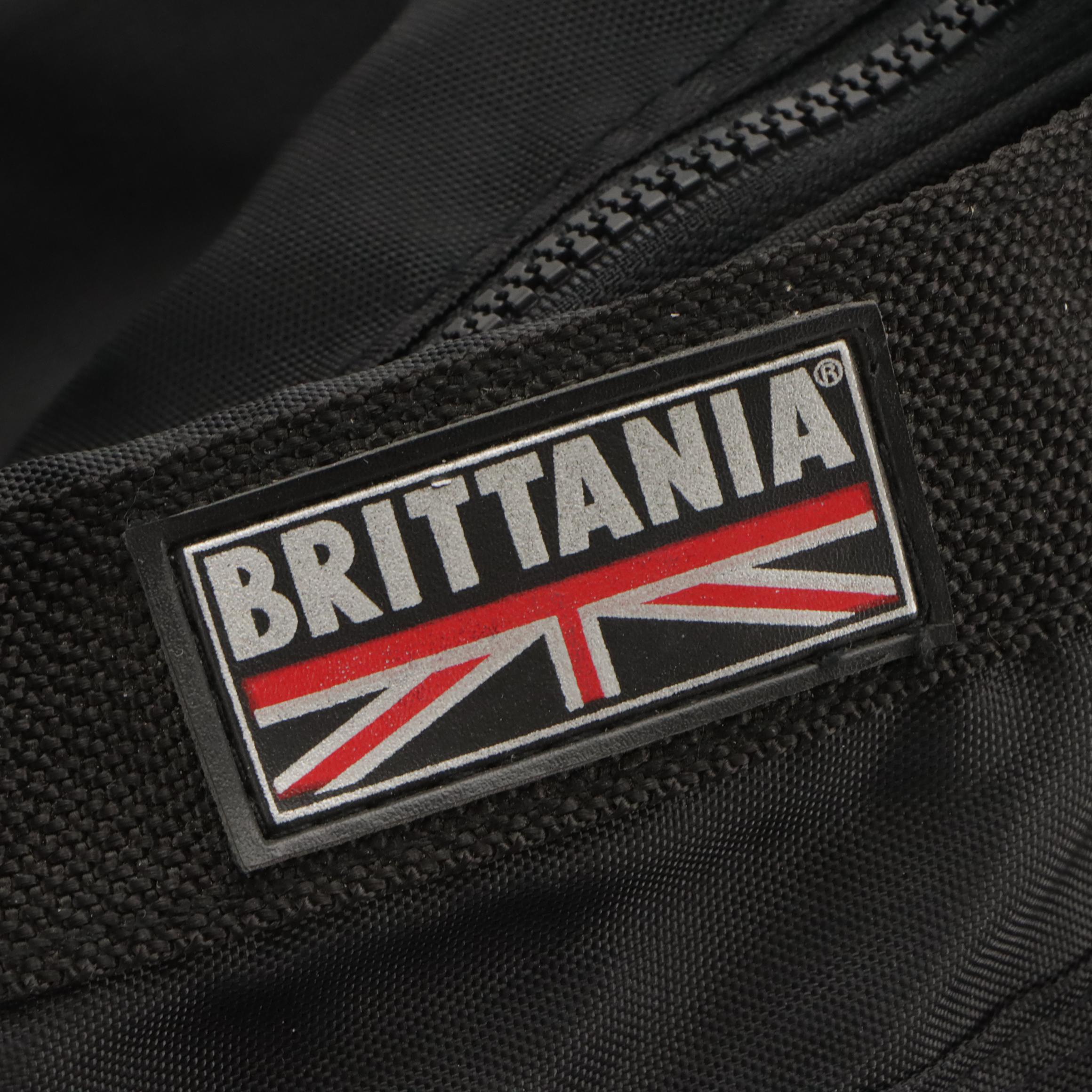Britannia Travel Duffle Bag in Black Nylon Canvas and Blue Jacquard