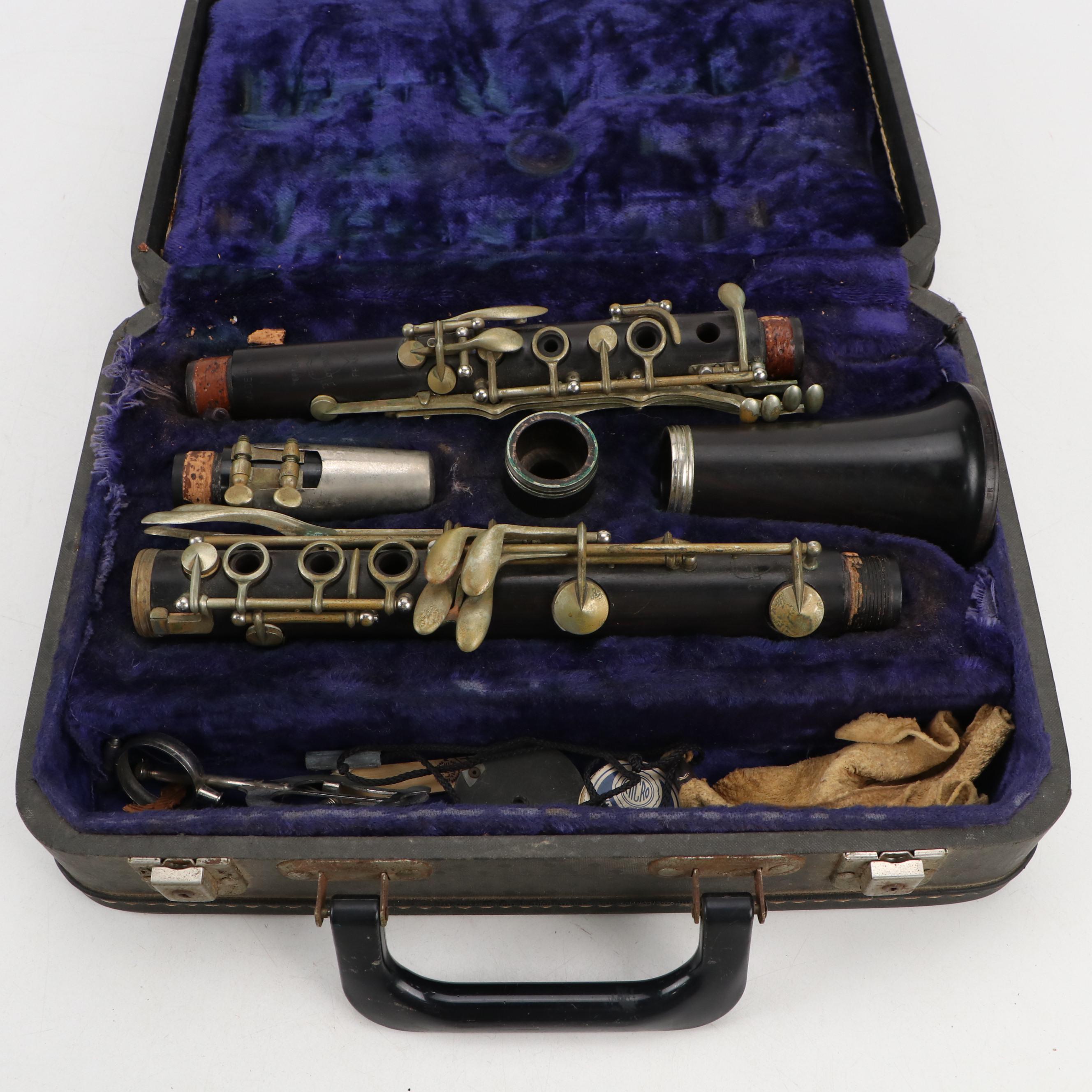 Normandy "Special" Wood and Metal Clarinet with Wood Case, Mid-20th Century