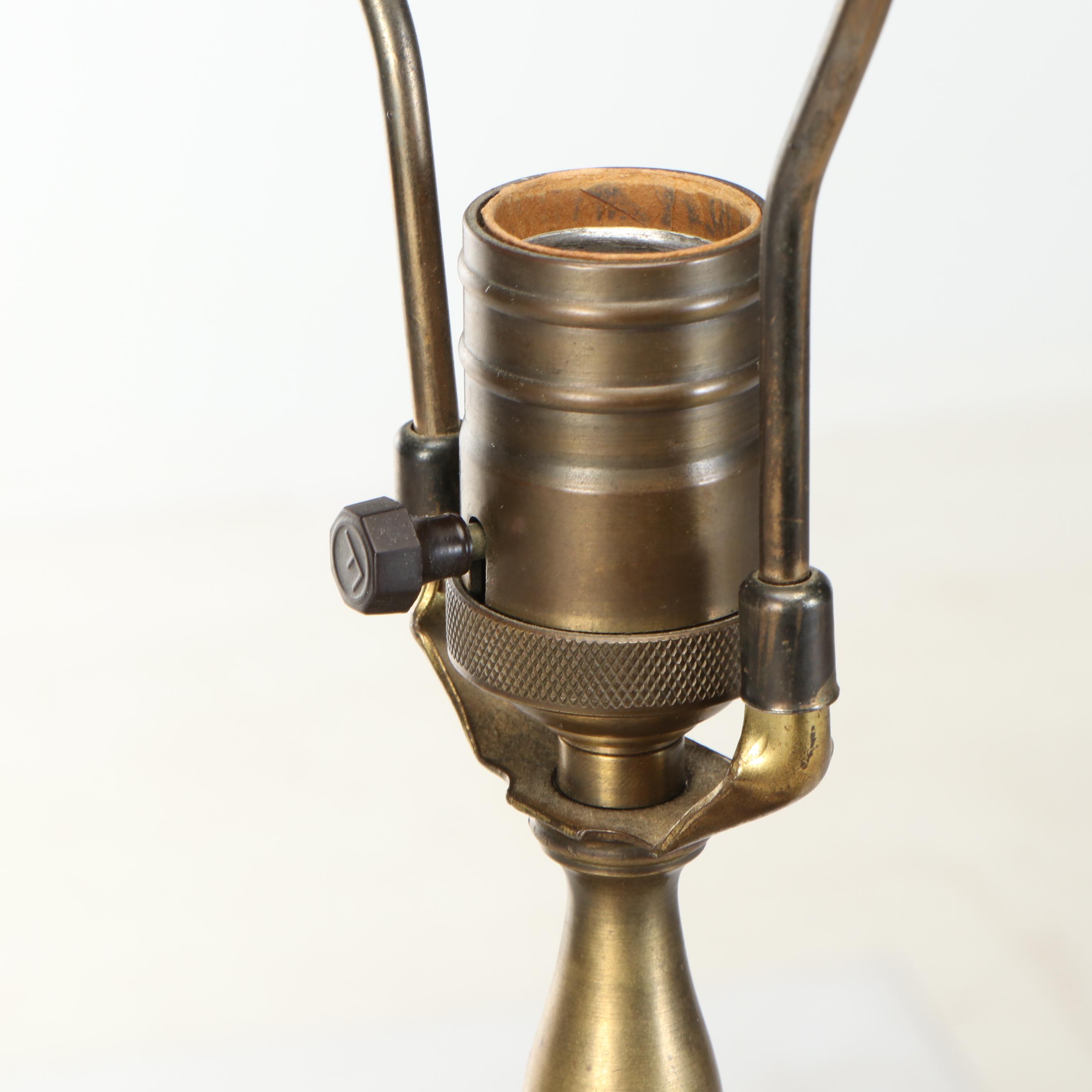 Chinese Porcelain Double Happiness Ginger Jar Lamp with Flared Silk Shade