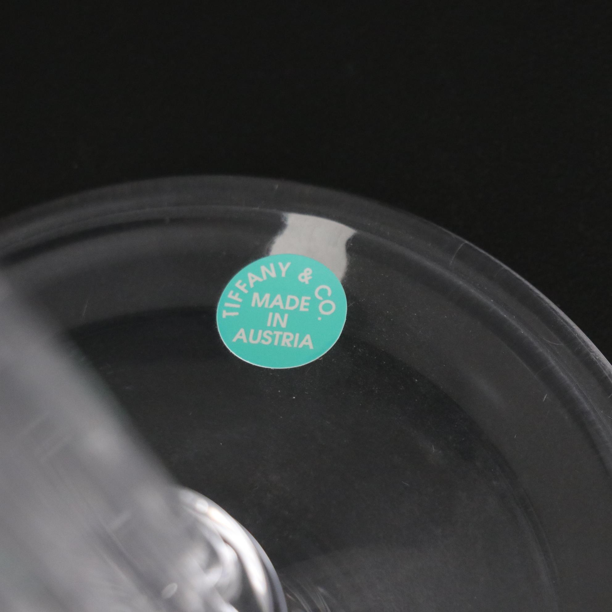 Tiffany & Co. Tall Column Design Pair of Crystal Candle Holders