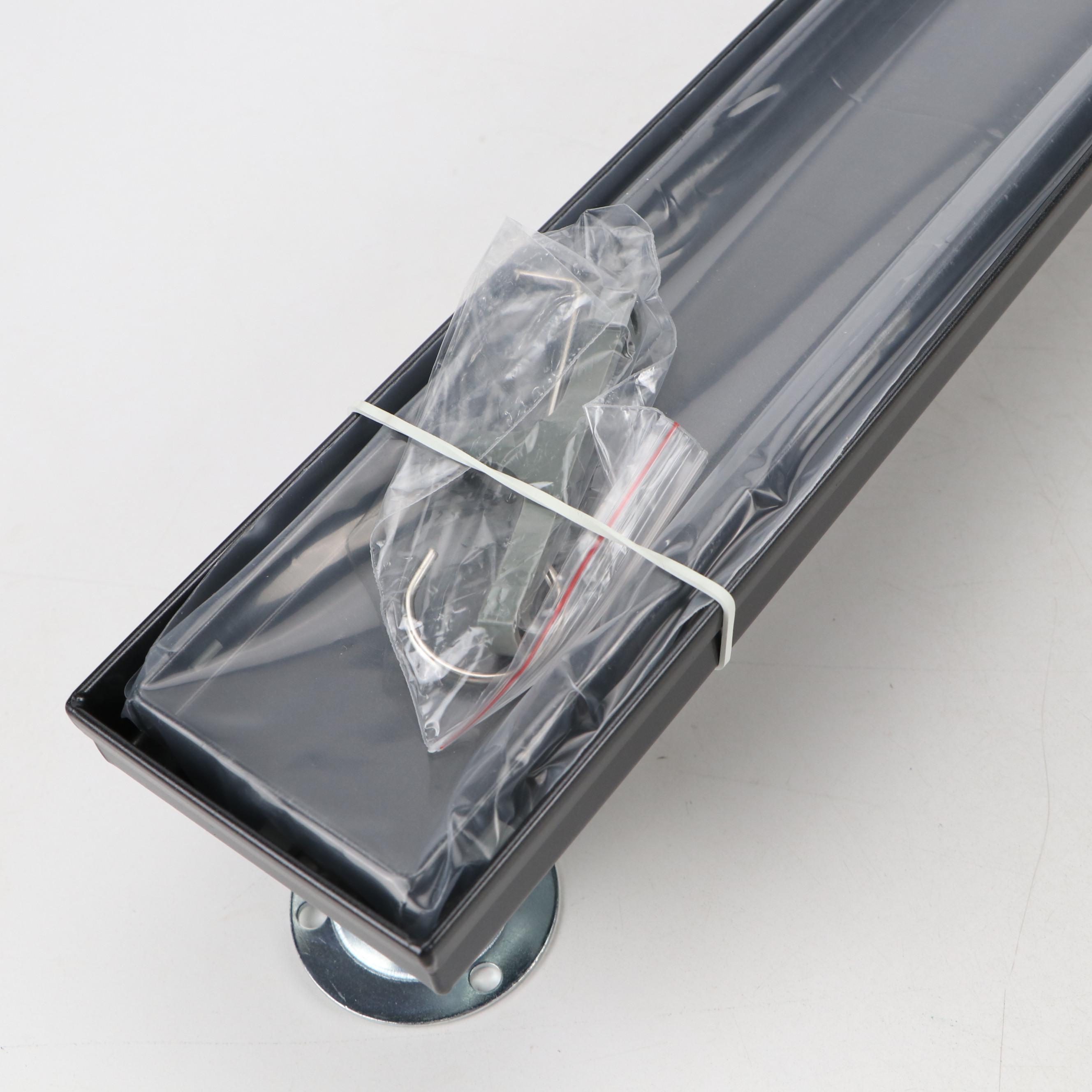 Matte Black 28" Linear Tile-In Shower Drains, Pair