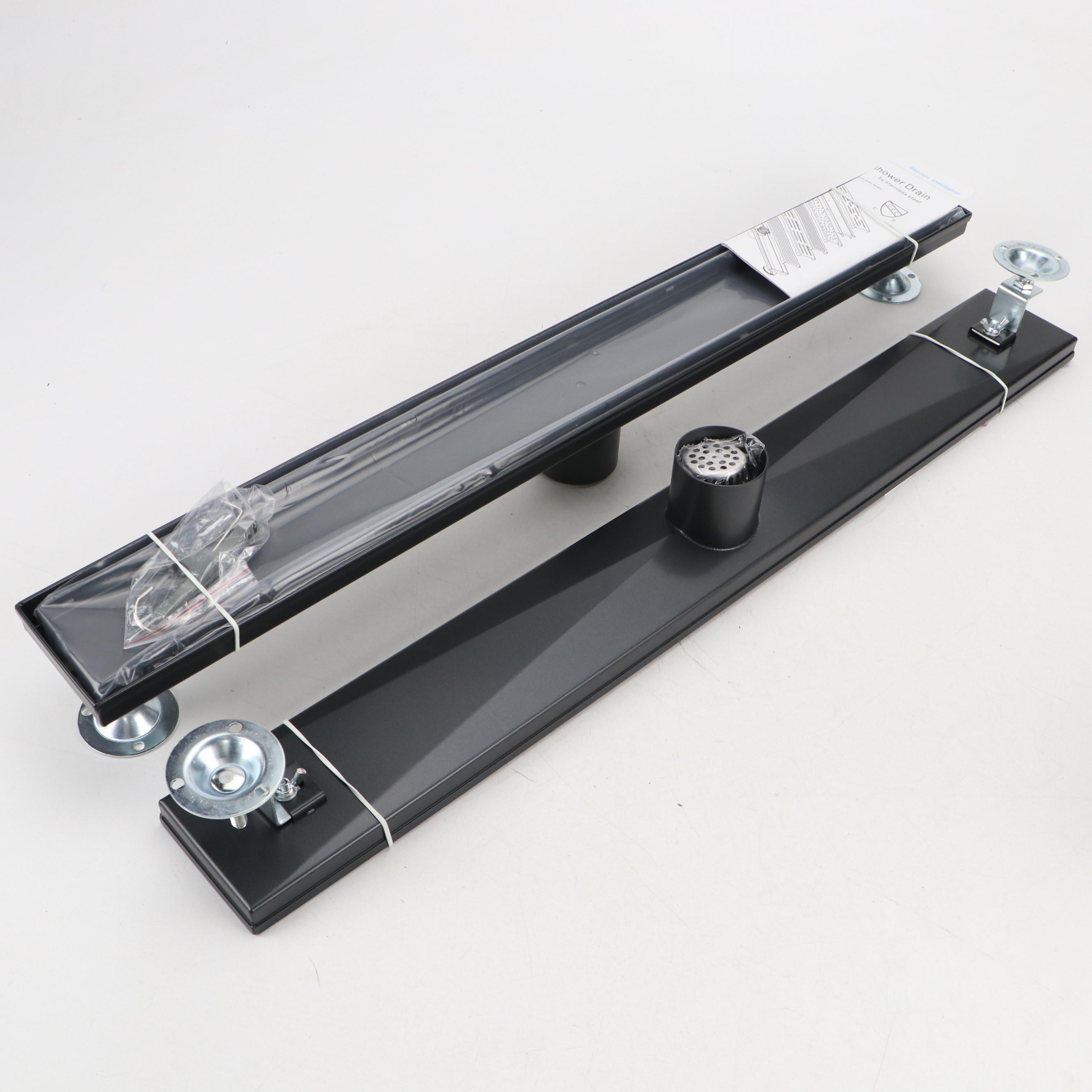 Matte Black 28" Linear Tile-In Shower Drains, Pair