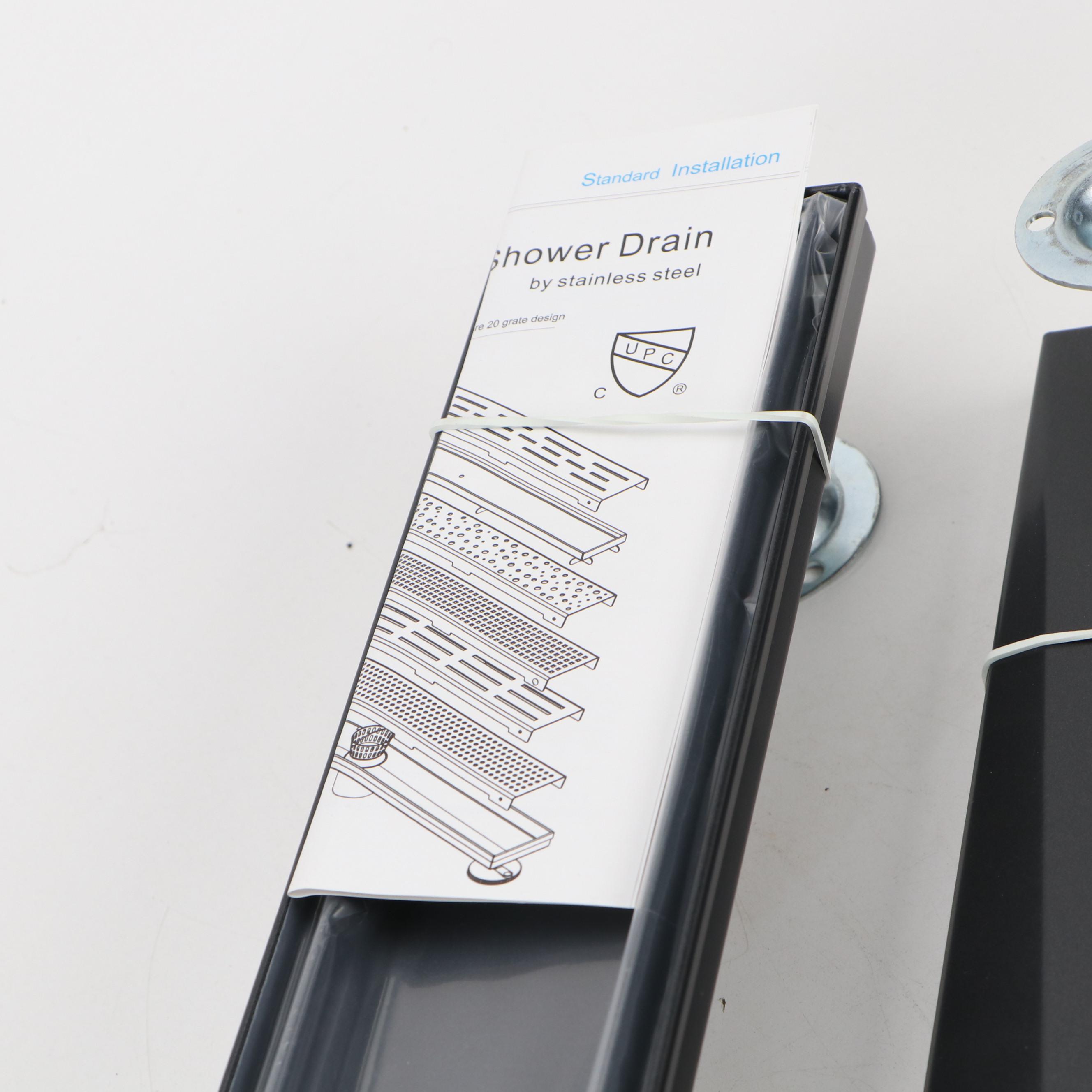 Matte Black 28" Linear Tile-In Shower Drains, Pair