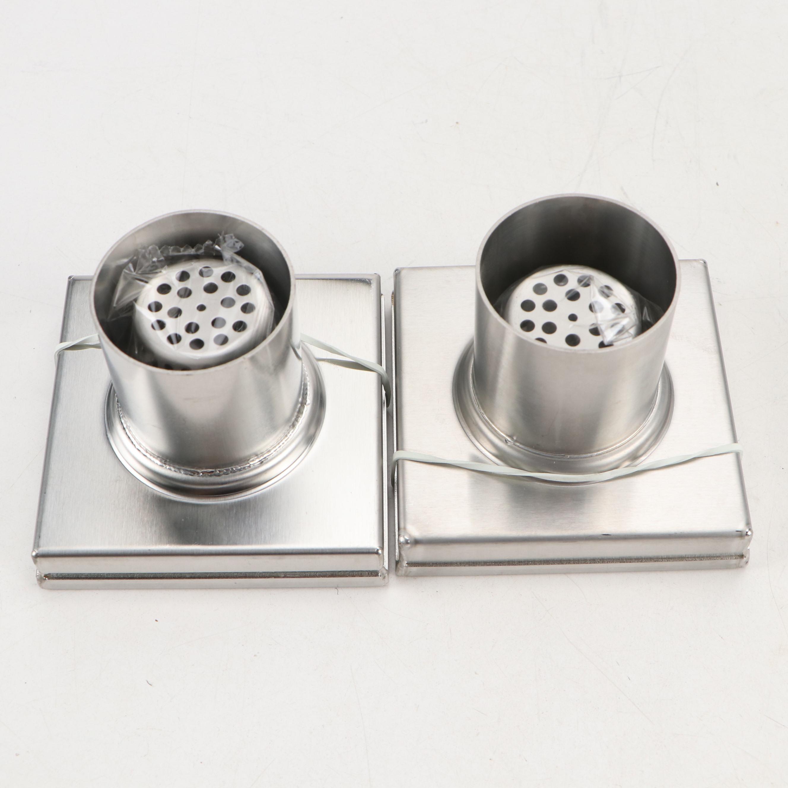 4" Square Tile-In Shower Drains in Brushed Stainless Steel, Pair