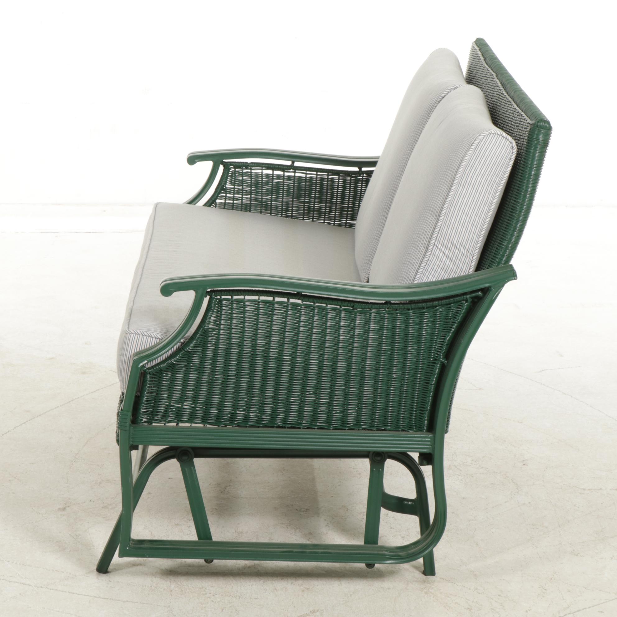 Hampton Bay Faux Rattan Wicker Patio Sofa Glider, 21st Century