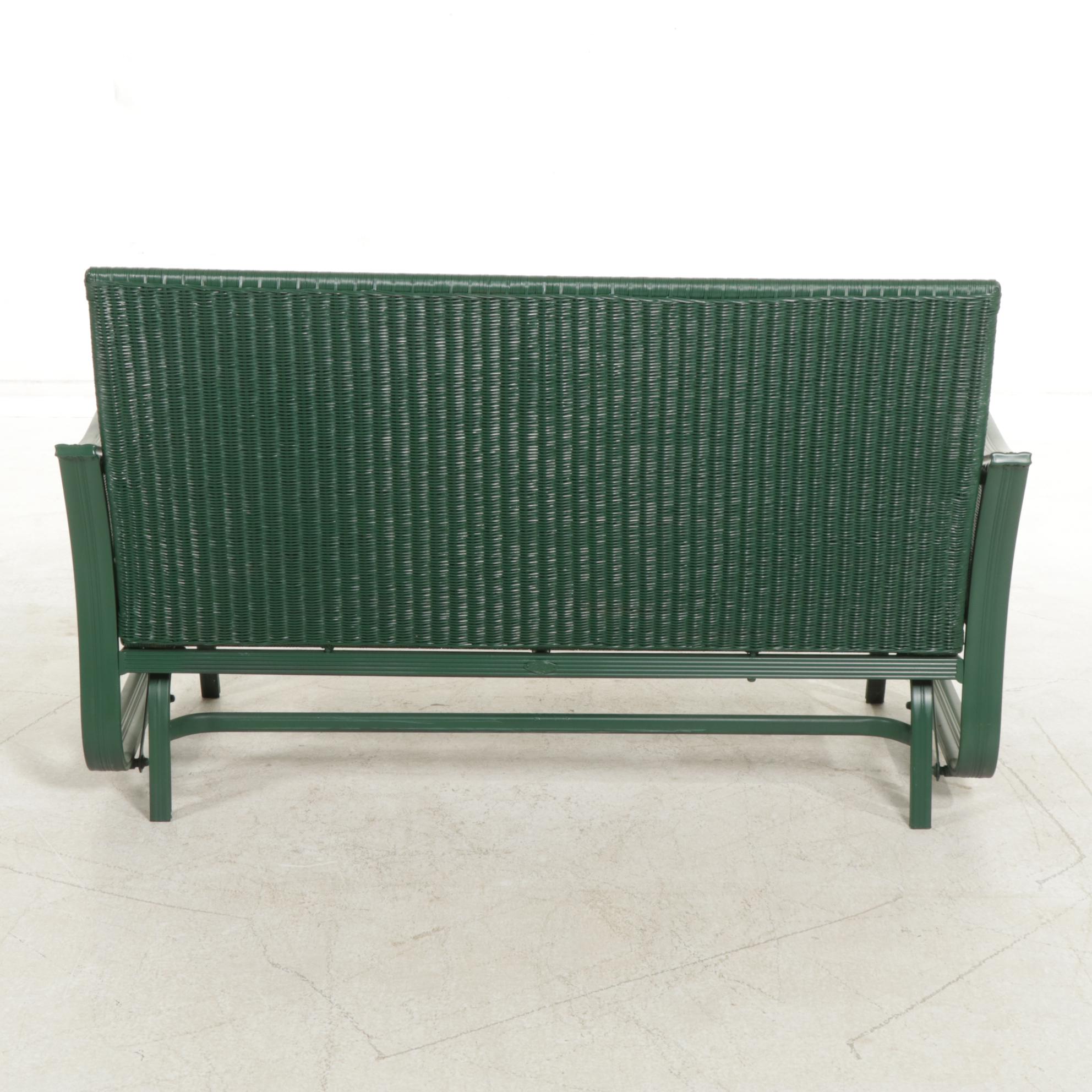 Hampton Bay Faux Rattan Wicker Patio Sofa Glider, 21st Century