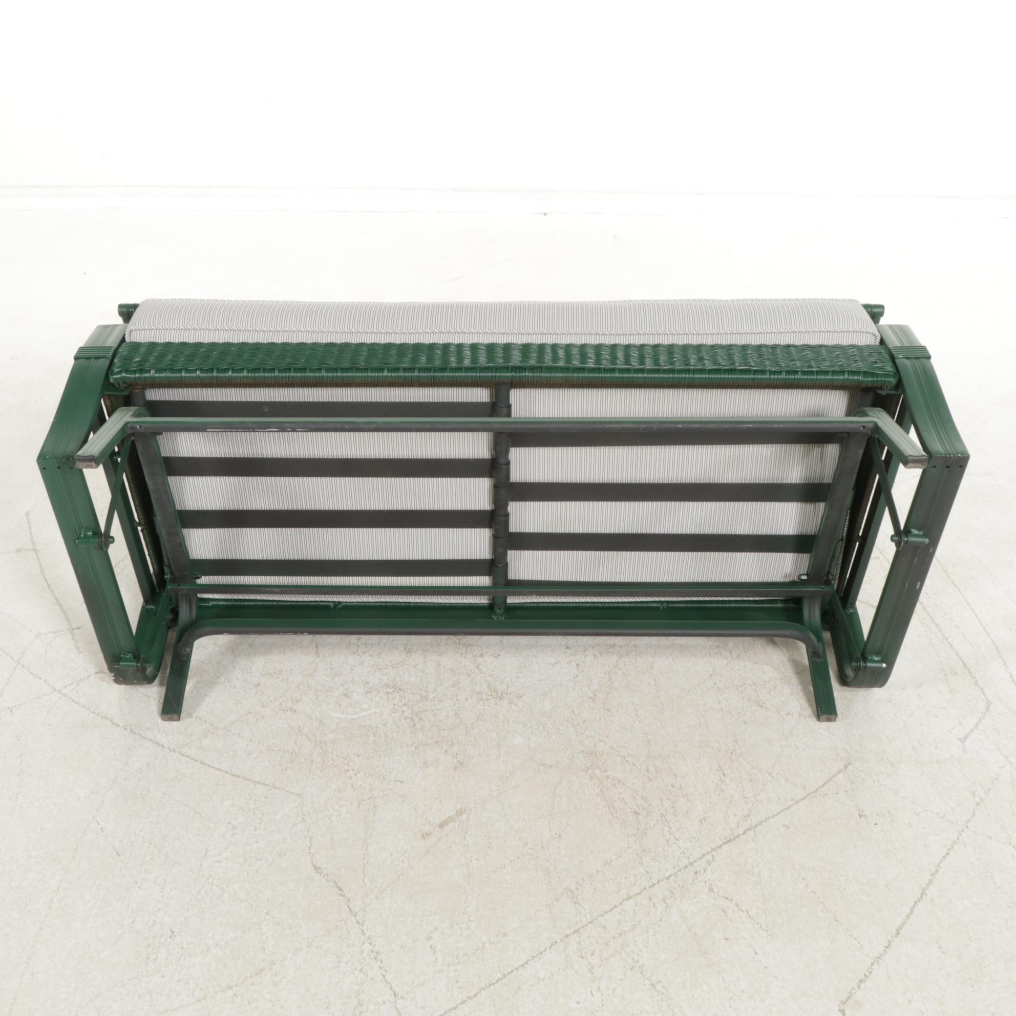 Hampton Bay Faux Rattan Wicker Patio Sofa Glider, 21st Century