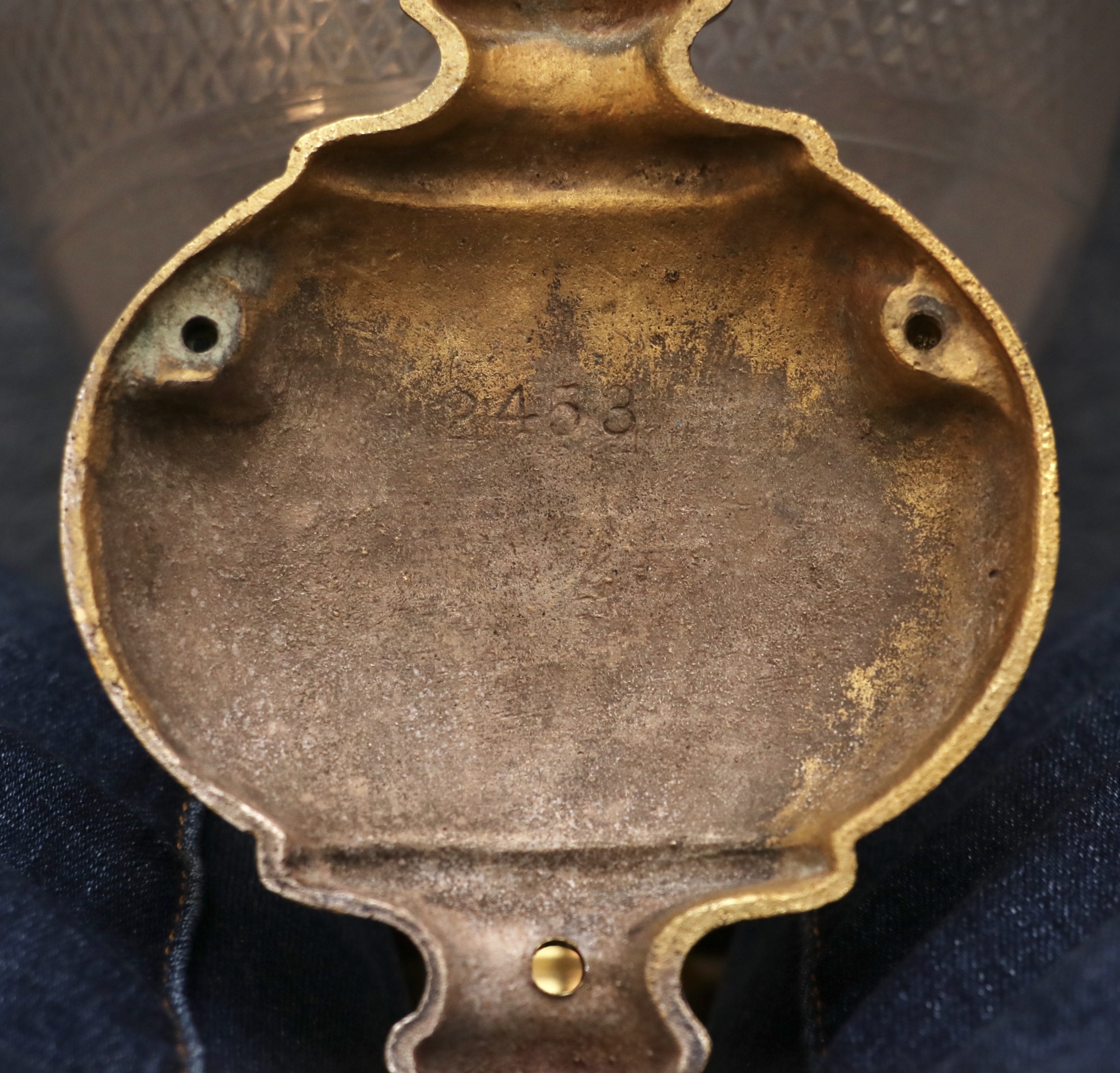 Dutch Baroque Style Brass Wall Sconces with Etched Glass Hurricanes