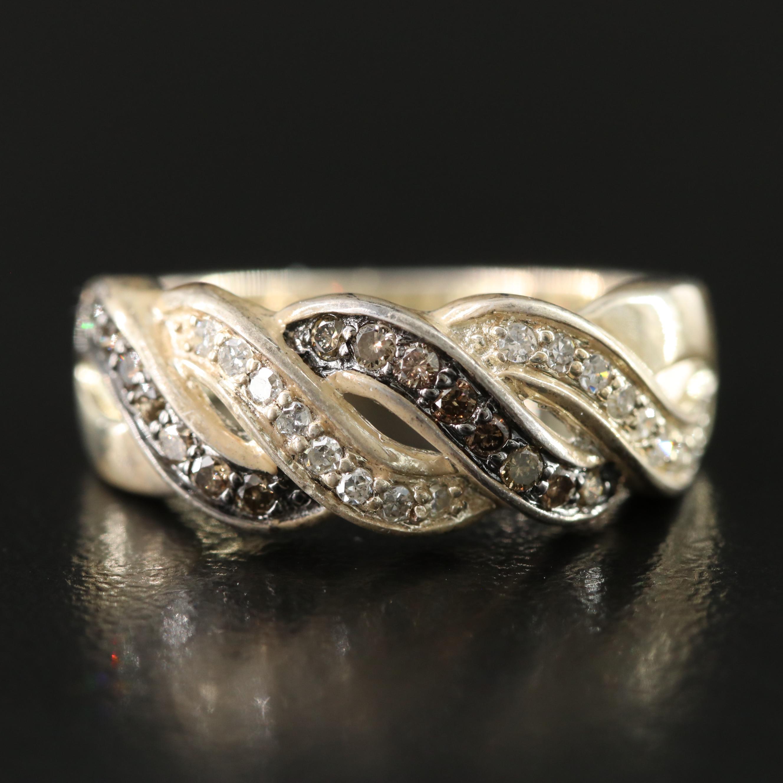 Sterling Diamond Ring with Fancy Diamonds