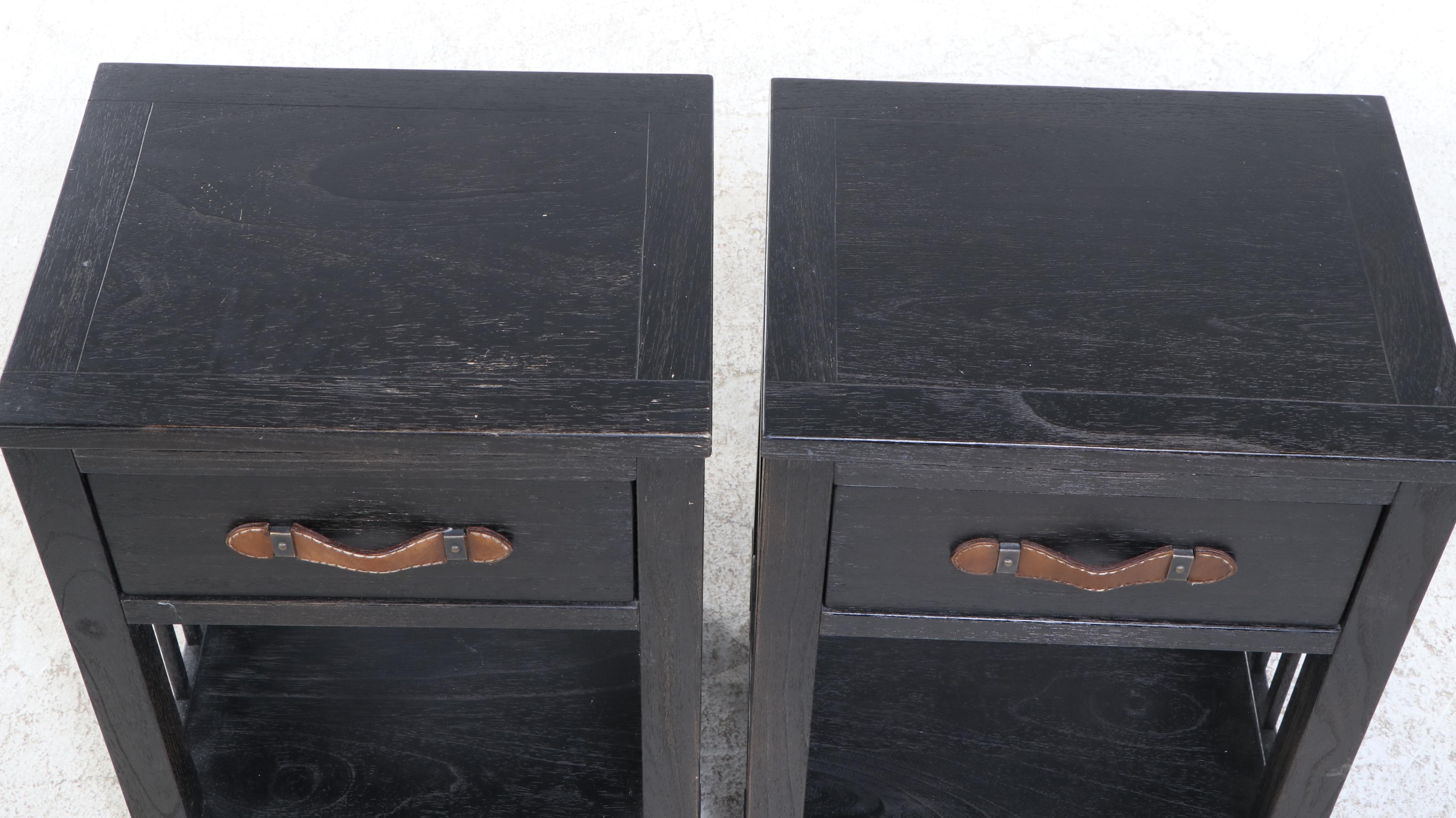 Pair of Arhaus Furniture Ebonized Two-Tier Side Tables