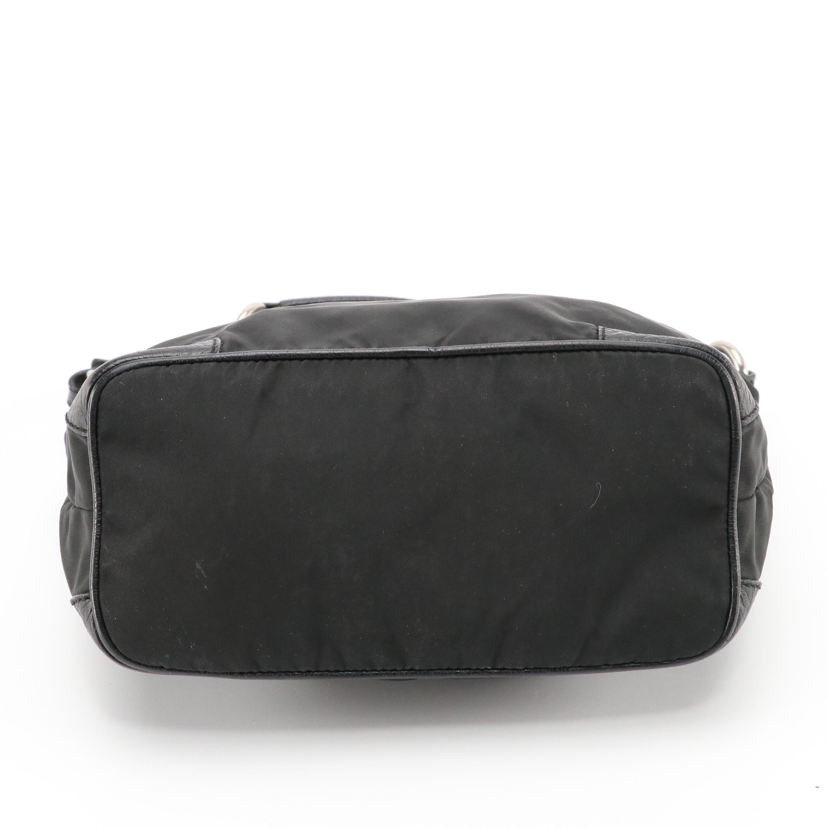 Prada Shoulder Bag in Nylon with Pebbled Leather Trim