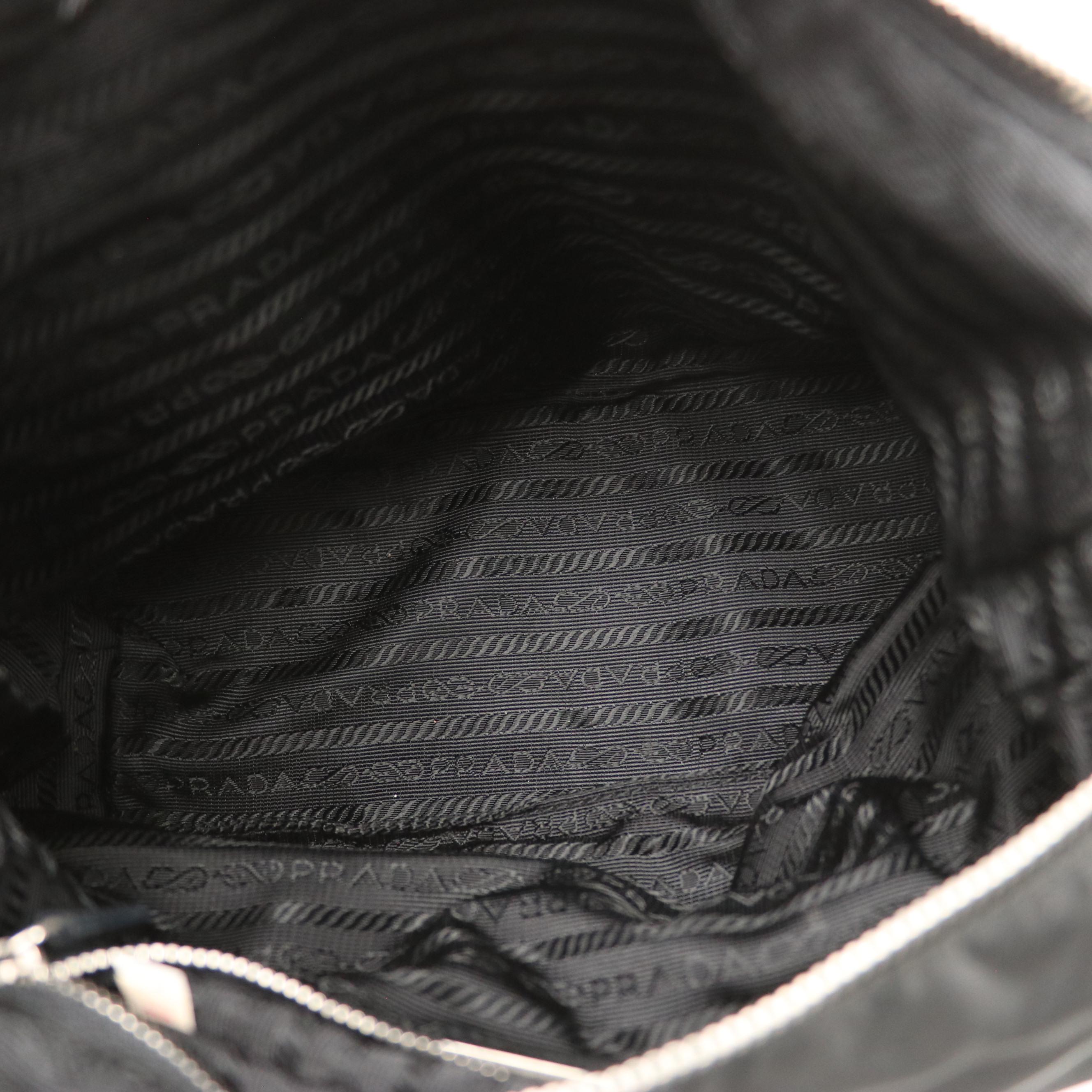 Prada Shoulder Bag in Nylon with Pebbled Leather Trim