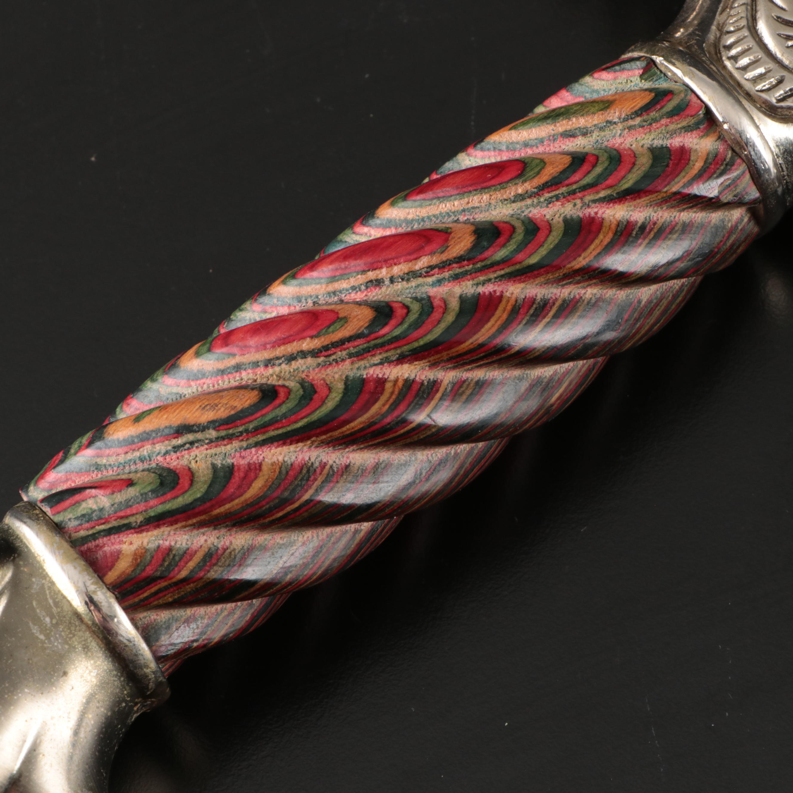 Frost Cutlery Fantasy Cut Bowie Knife with Panther Pommel, Rainbow Wood Handle