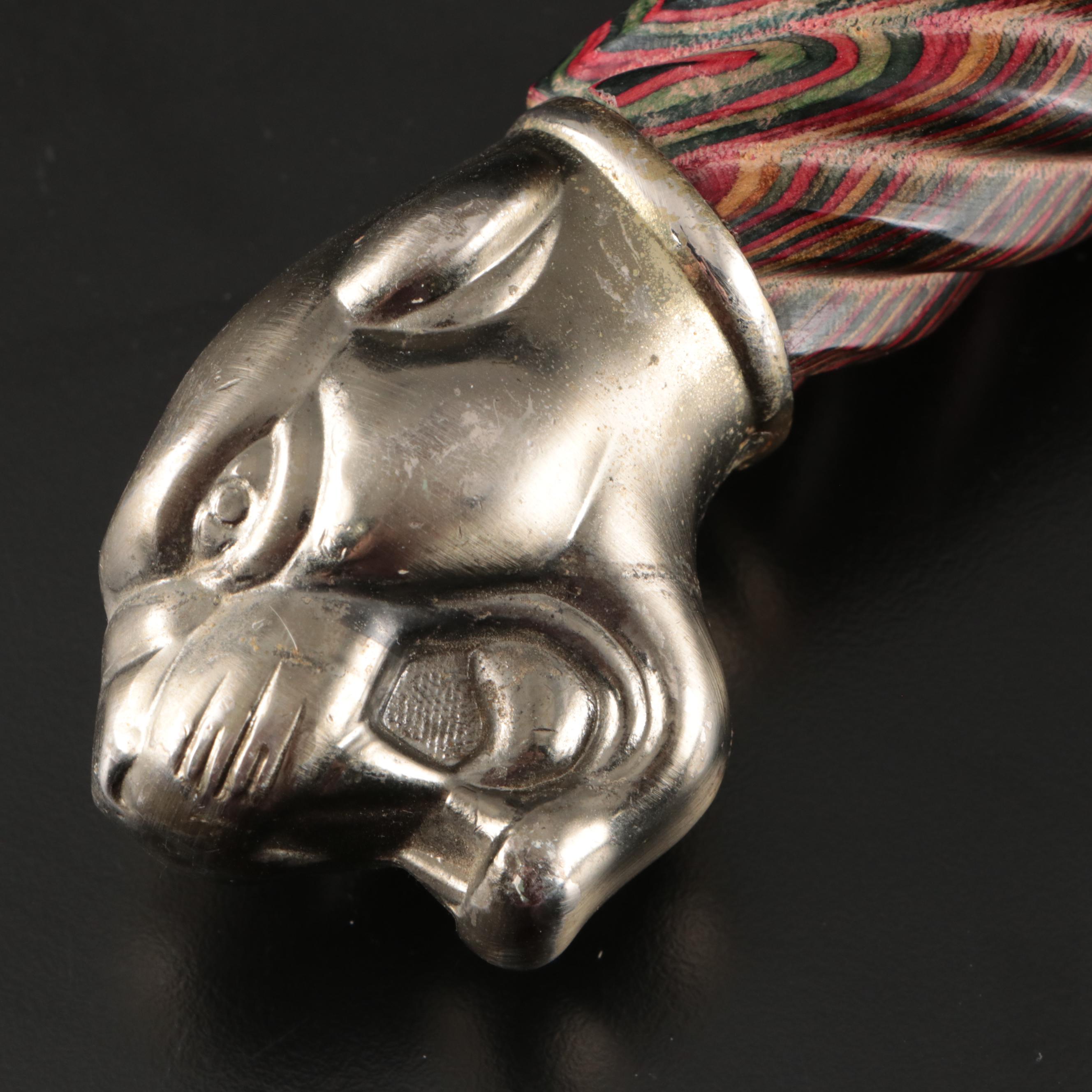 Frost Cutlery Fantasy Cut Bowie Knife with Panther Pommel, Rainbow Wood Handle