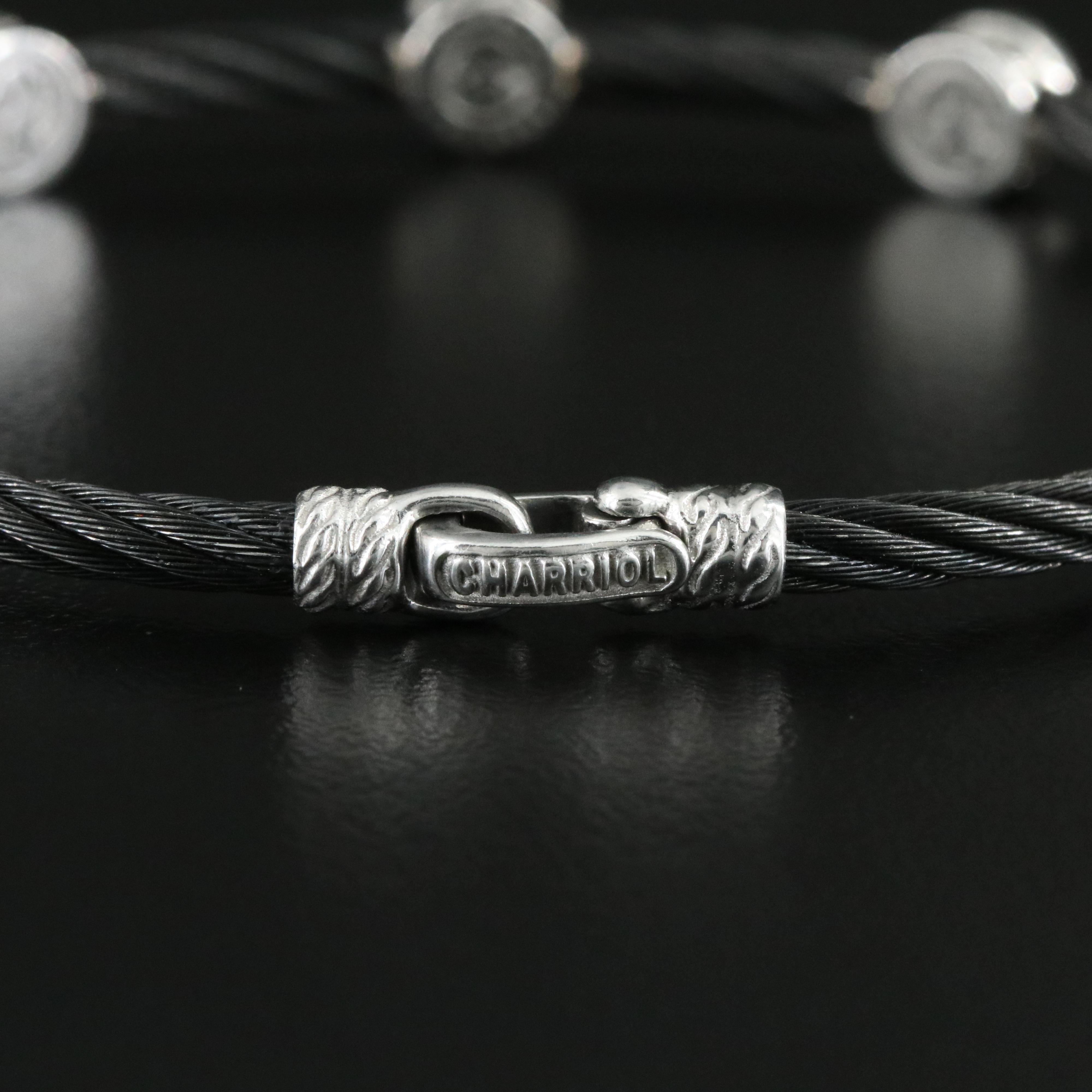 Charriol Celtic Noir Triple Round Station Stainless, 18K and Diamond Bracelet