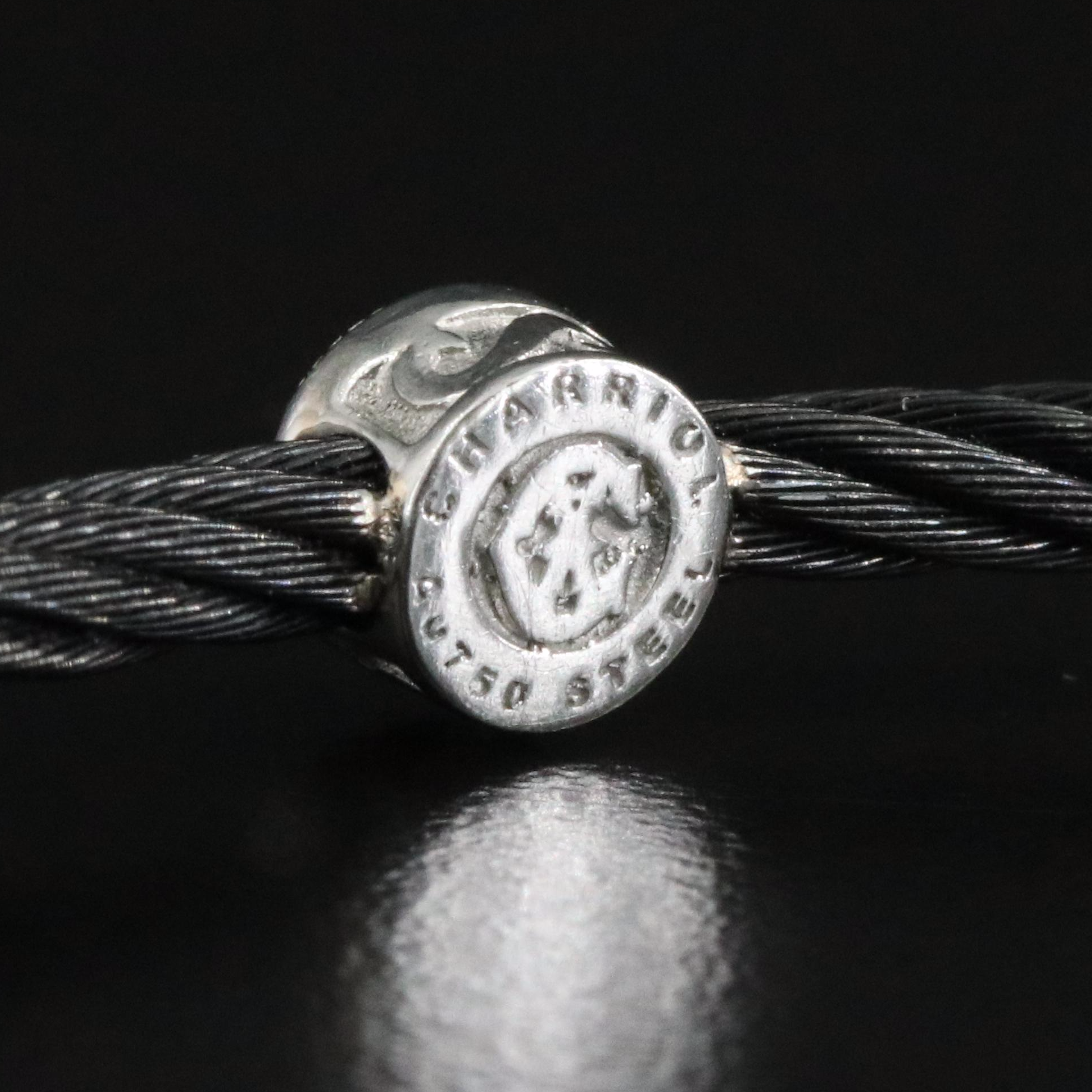 Charriol Celtic Noir Triple Round Station Stainless, 18K and Diamond Bracelet