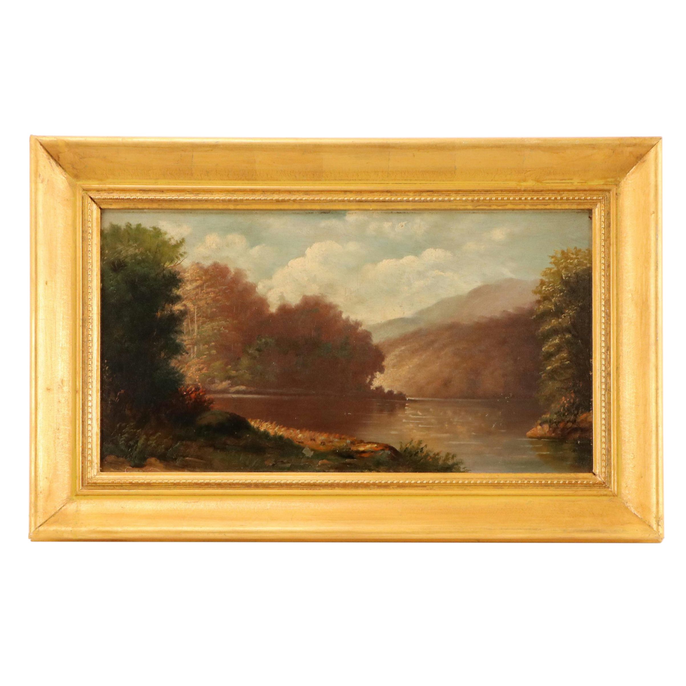 Hudson River School Landscape Oil Painting, Late 19th to Early 20th Century