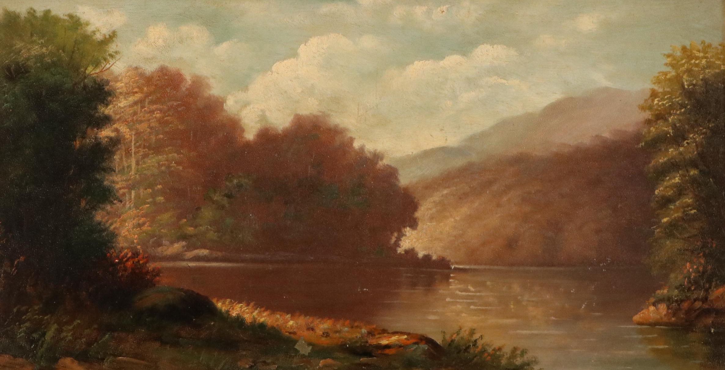 Hudson River School Landscape Oil Painting, Late 19th to Early 20th Century