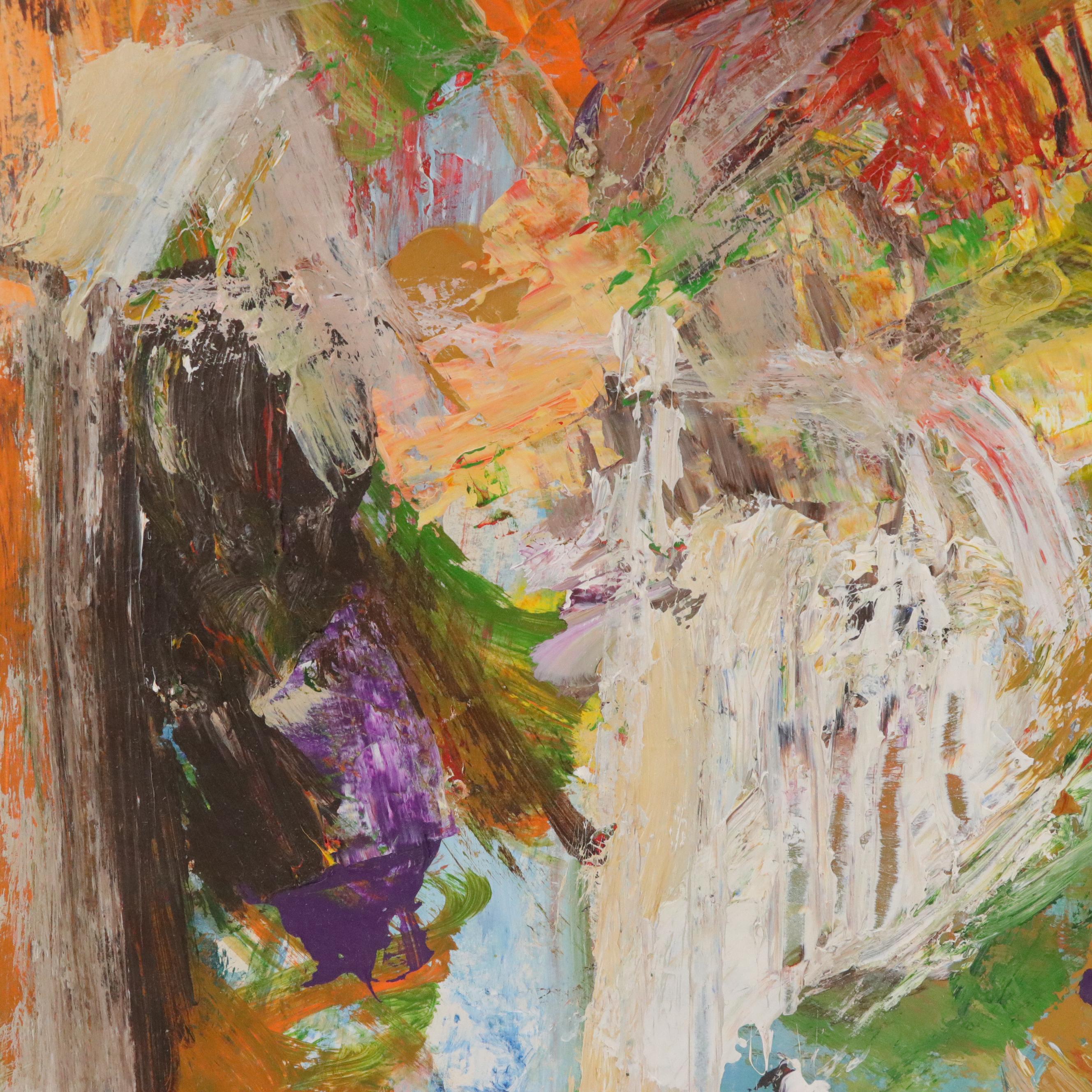 Jack Meanwell Abstract Modern Oil Painting, Late 20th Century