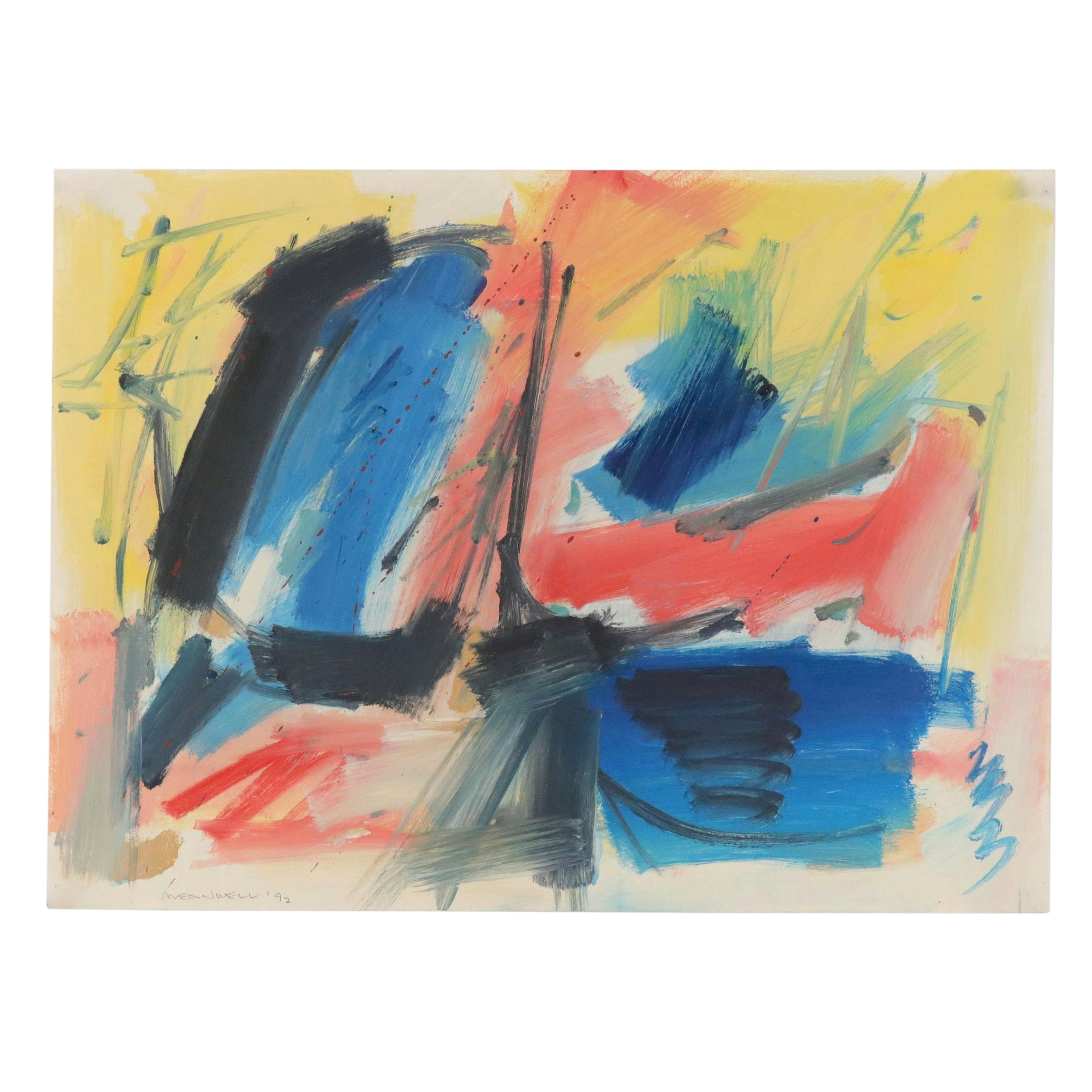 Jack Meanwell Abstract Modern Oil Painting, 1992