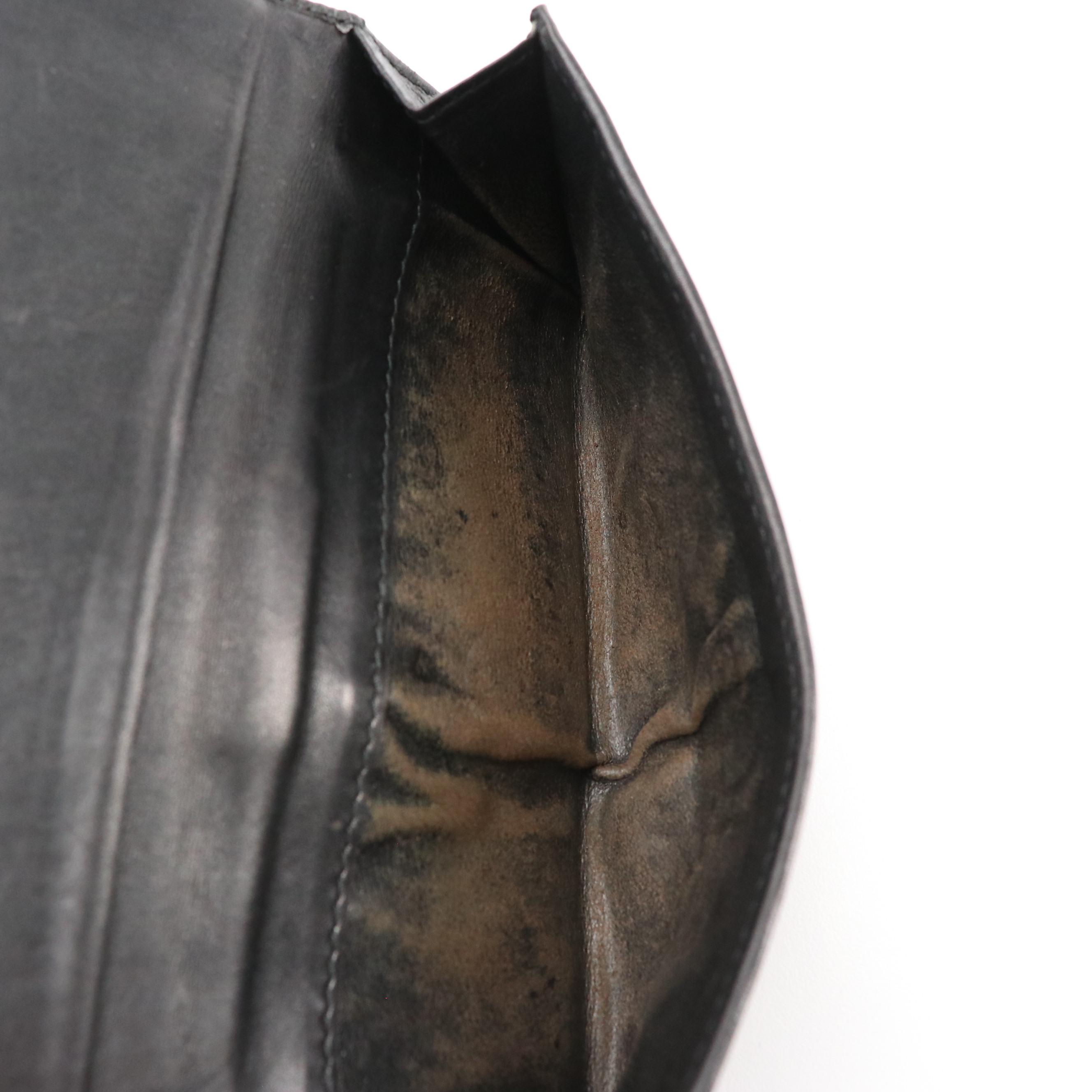 Gucci GG Denim and Black Leather Continental Wallet