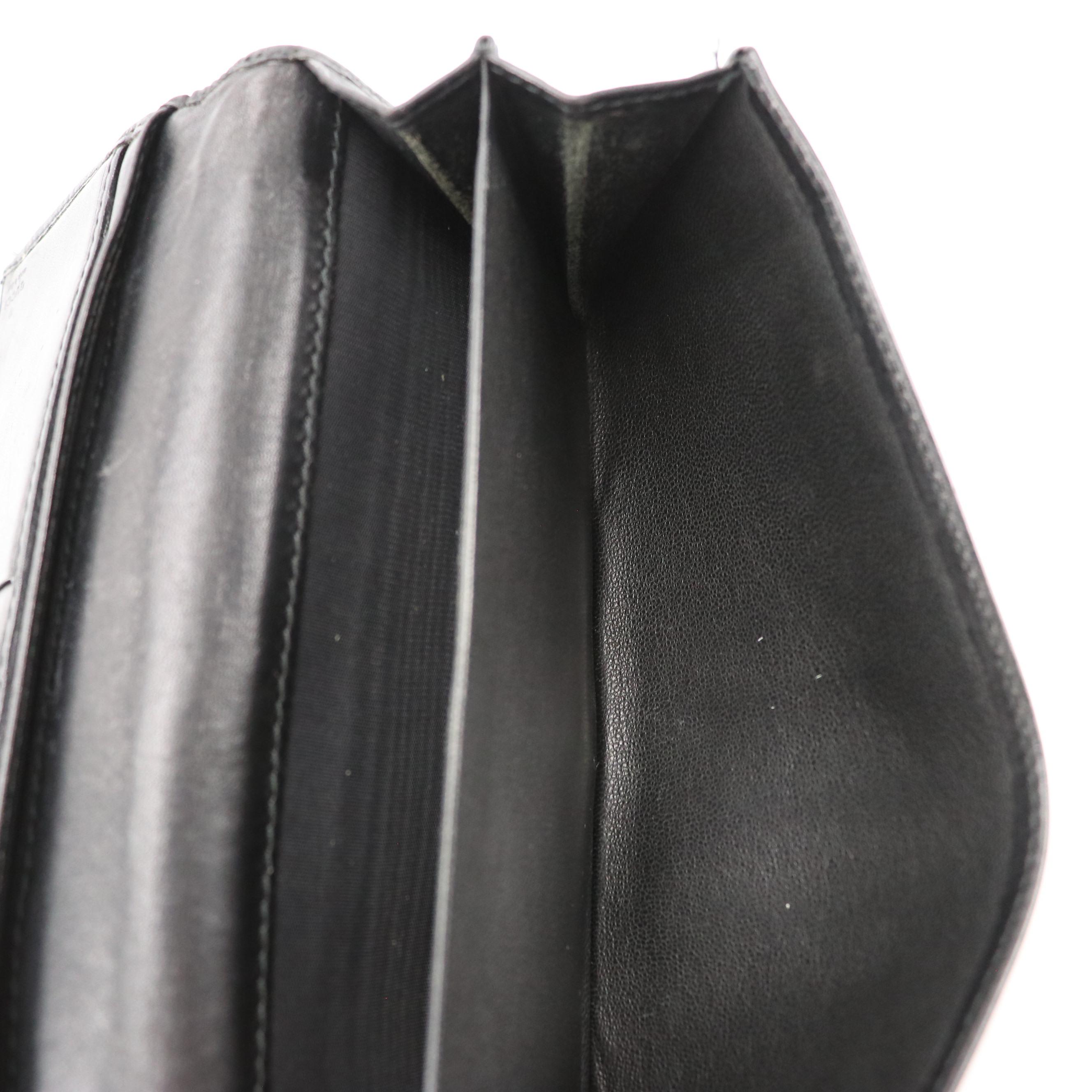 Gucci GG Denim and Black Leather Continental Wallet