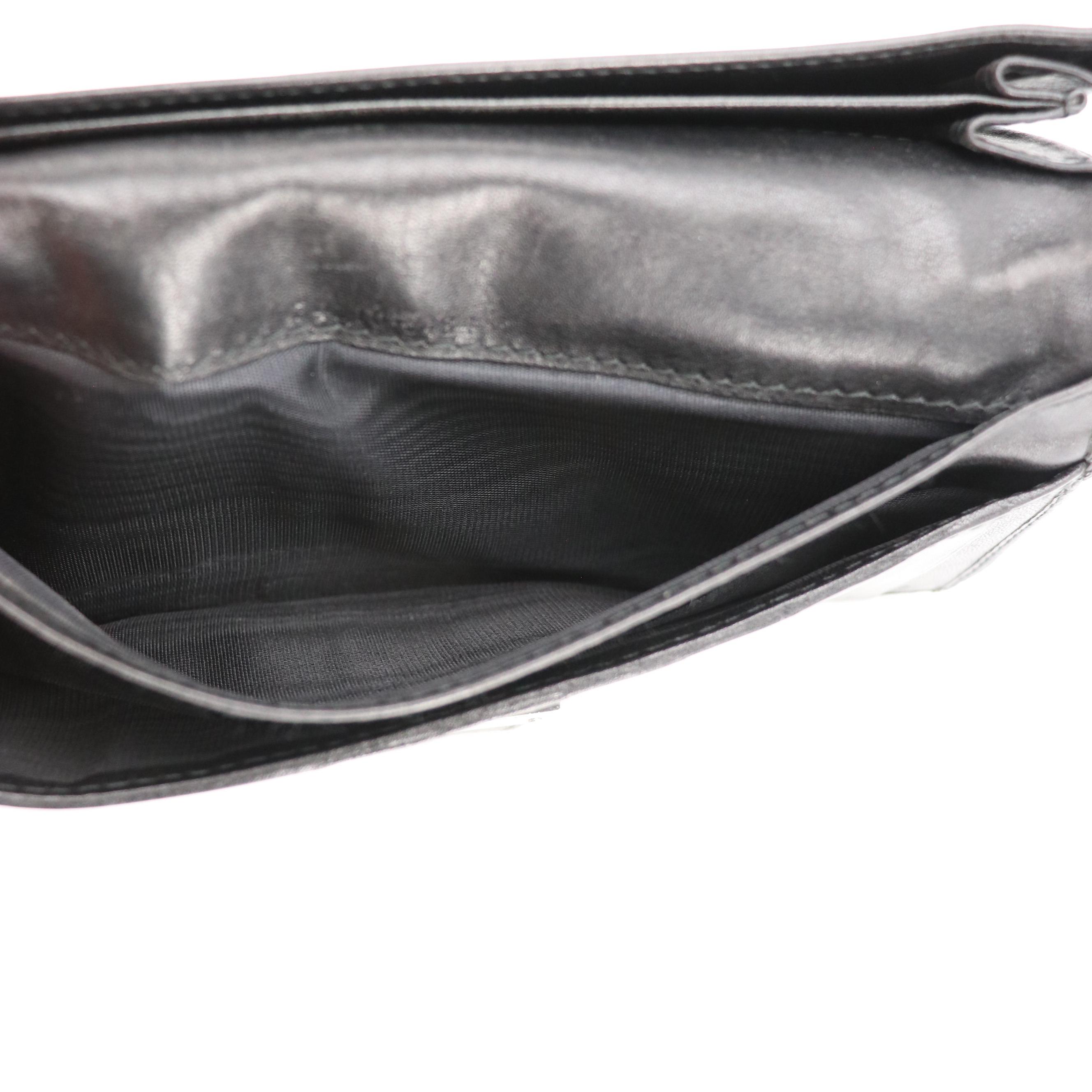 Gucci GG Denim and Black Leather Continental Wallet