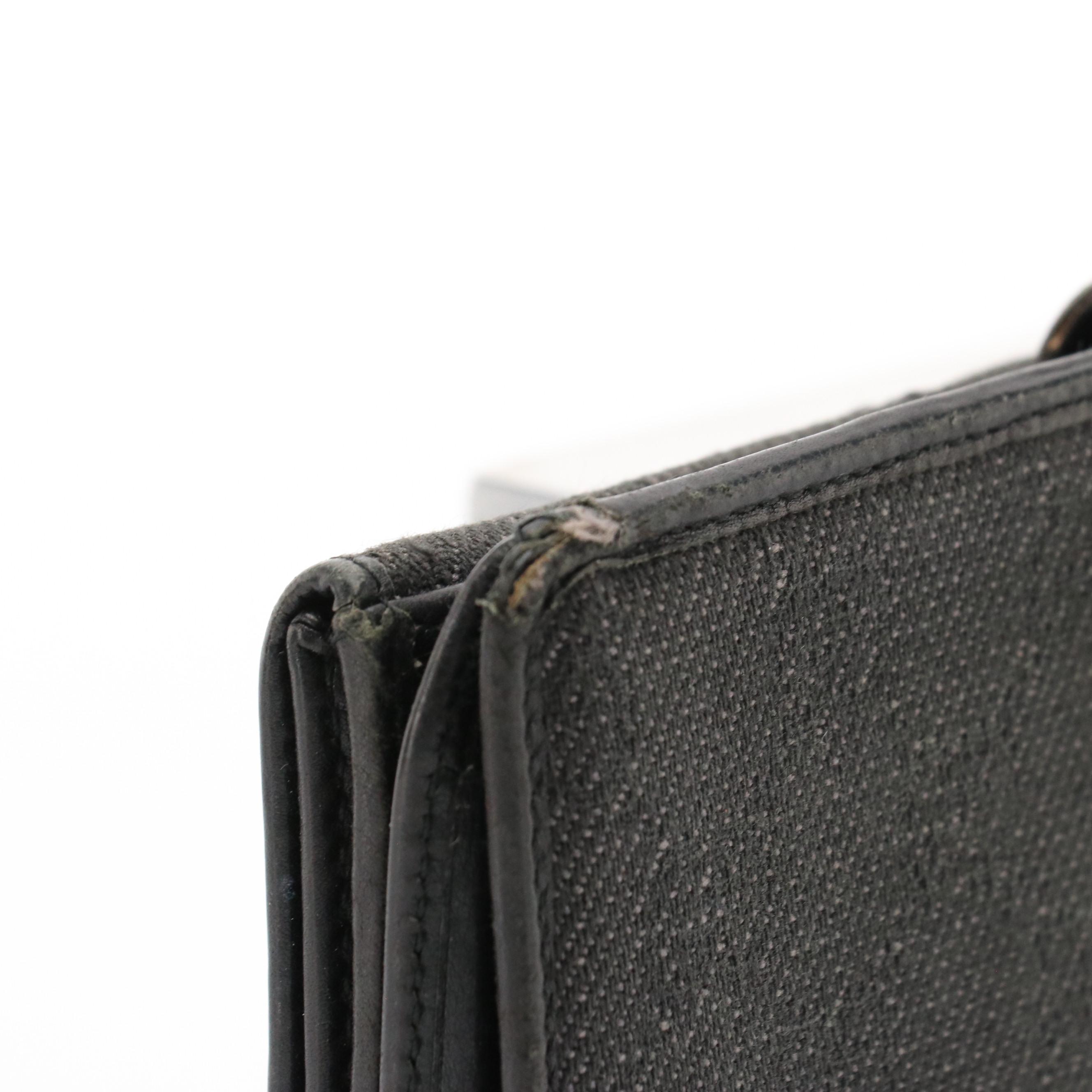 Gucci GG Denim and Black Leather Continental Wallet