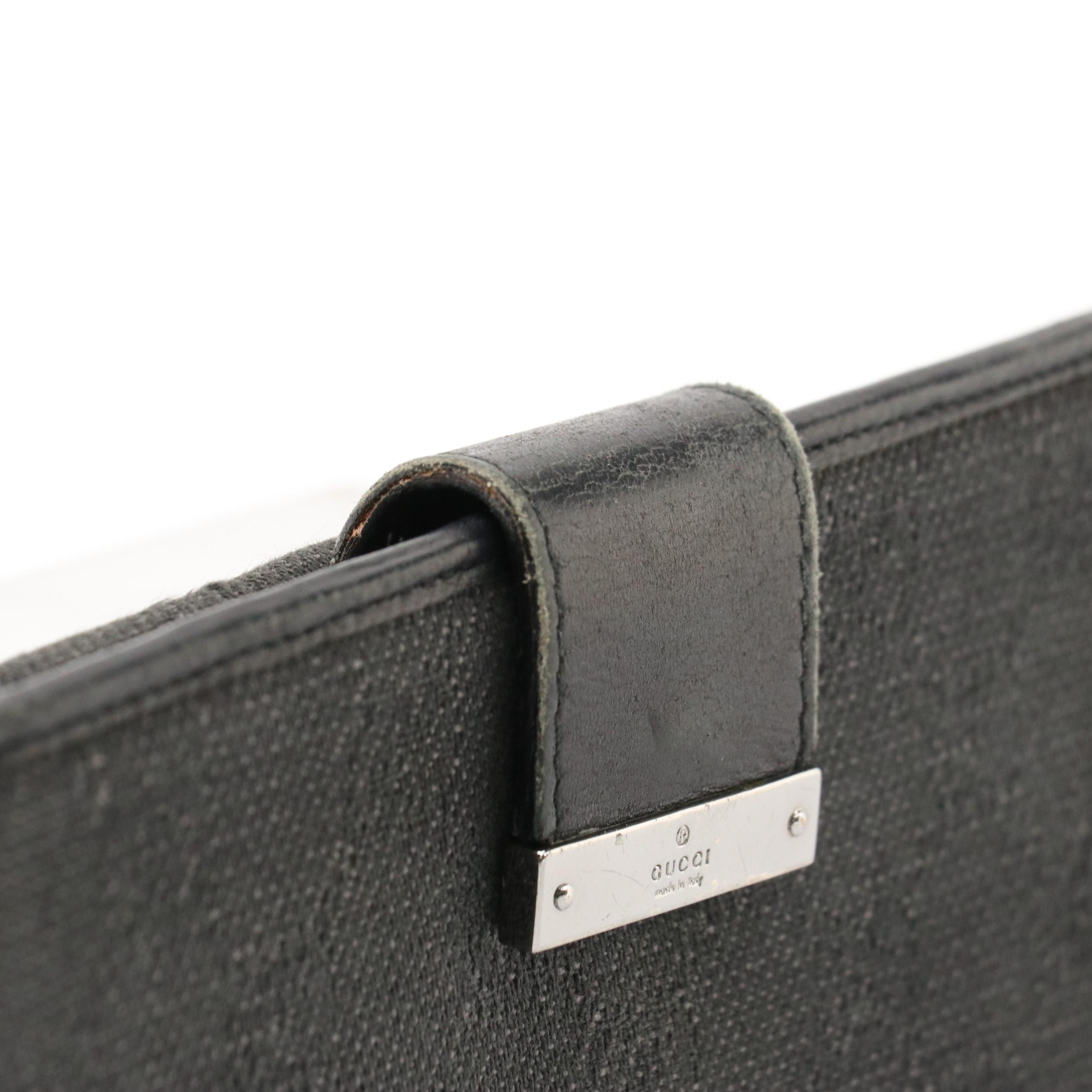 Gucci GG Denim and Black Leather Continental Wallet