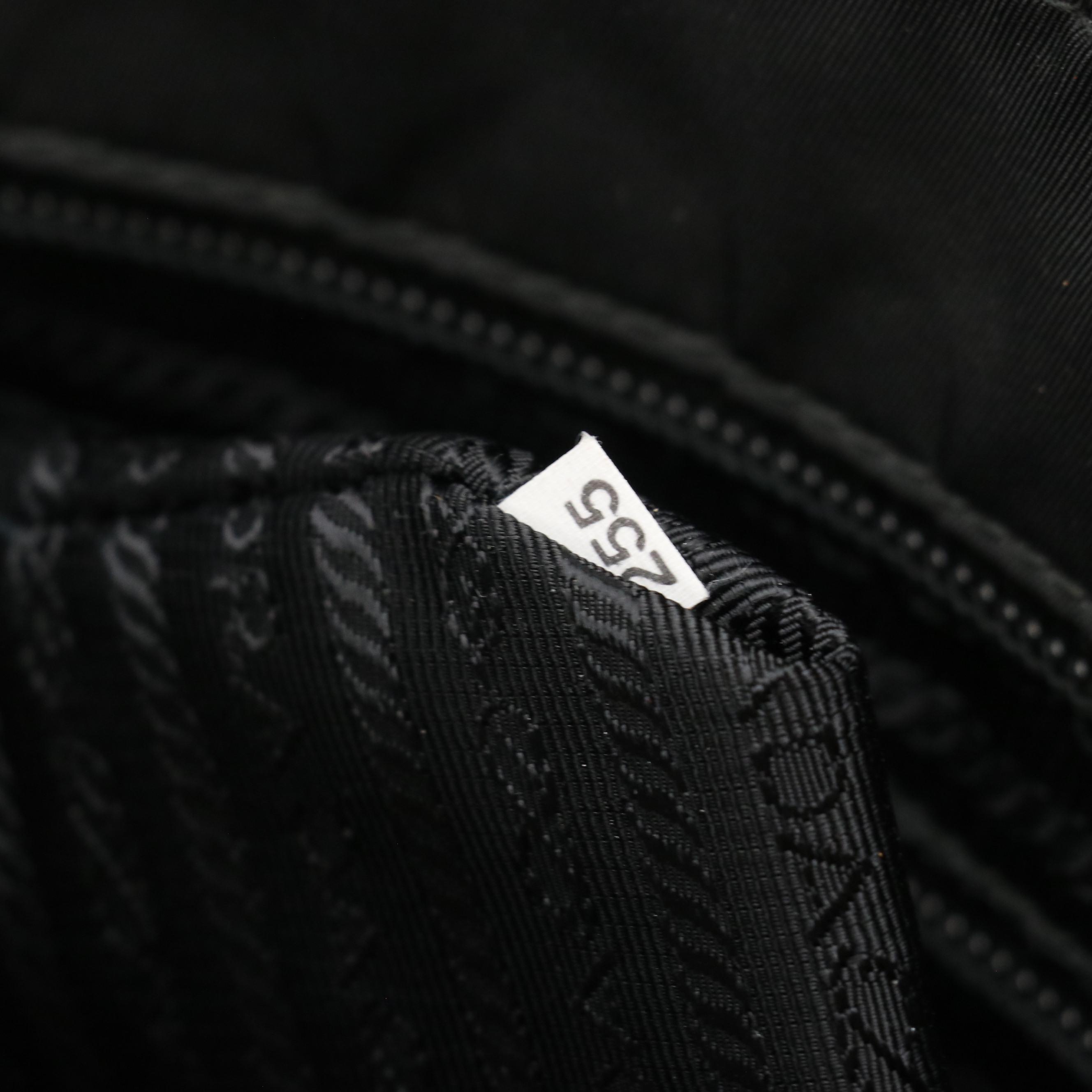 Prada Zippered Top Handle Tote in Black Tessuto Nylon and Leather Trim