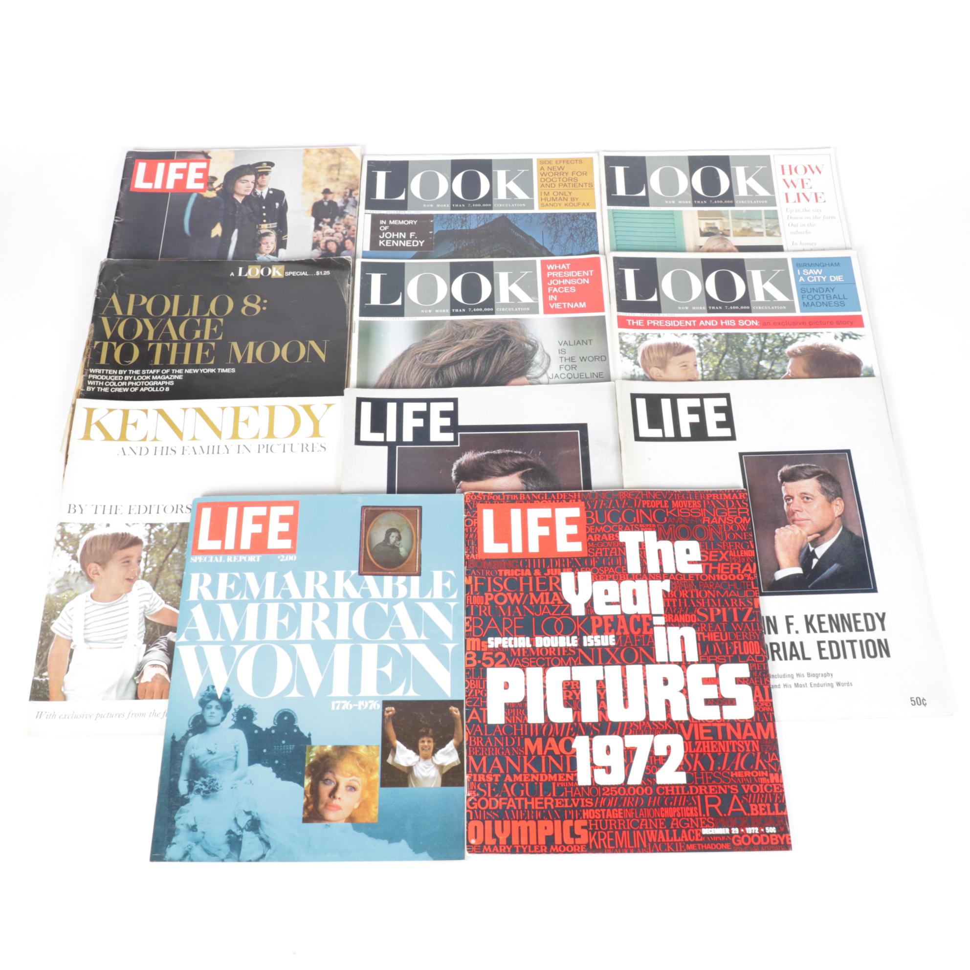 LIFE & LOOK Magazines Featuring Apollo Missions, the Kennedy's & More