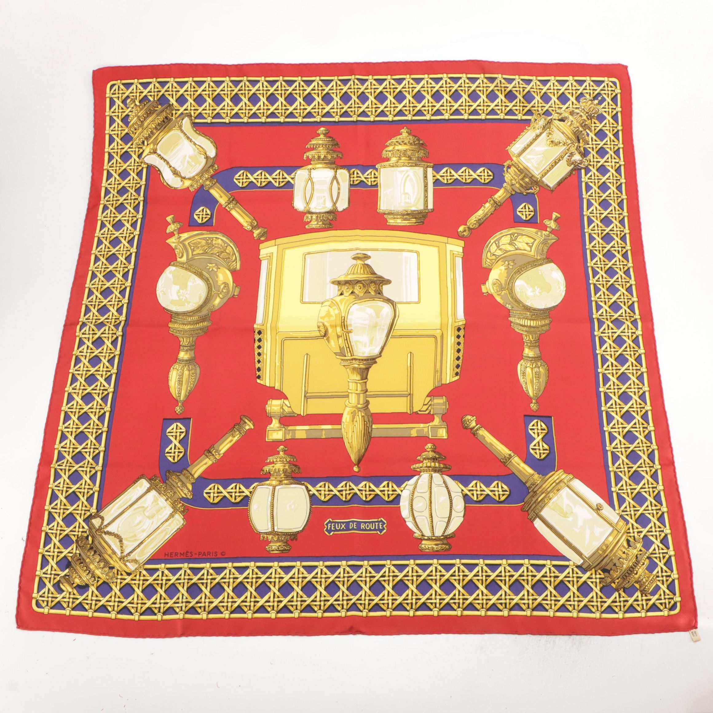 Hermès Early Issue "Feux De Route" Silk Twill Scarf 90