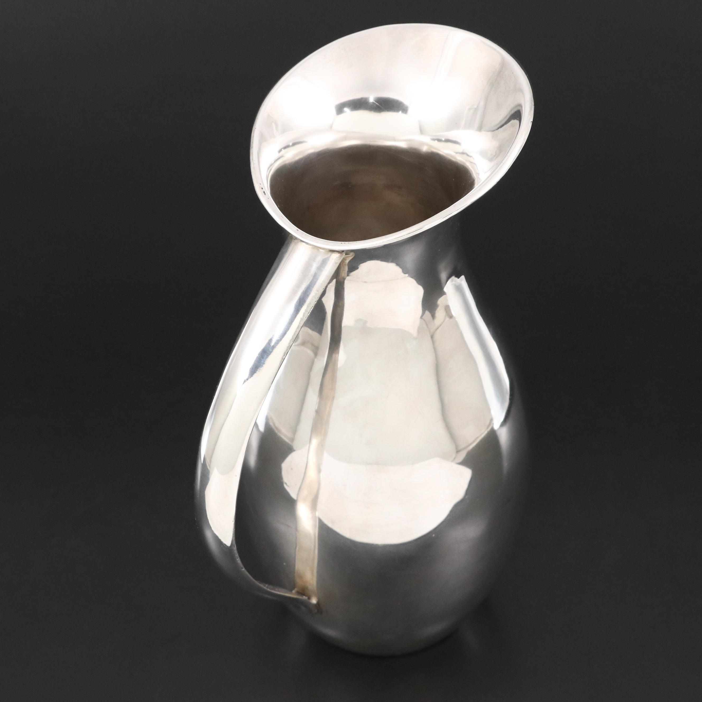 Vintage Juventino López Reyes Mexican Sterling Silver Water Pitcher