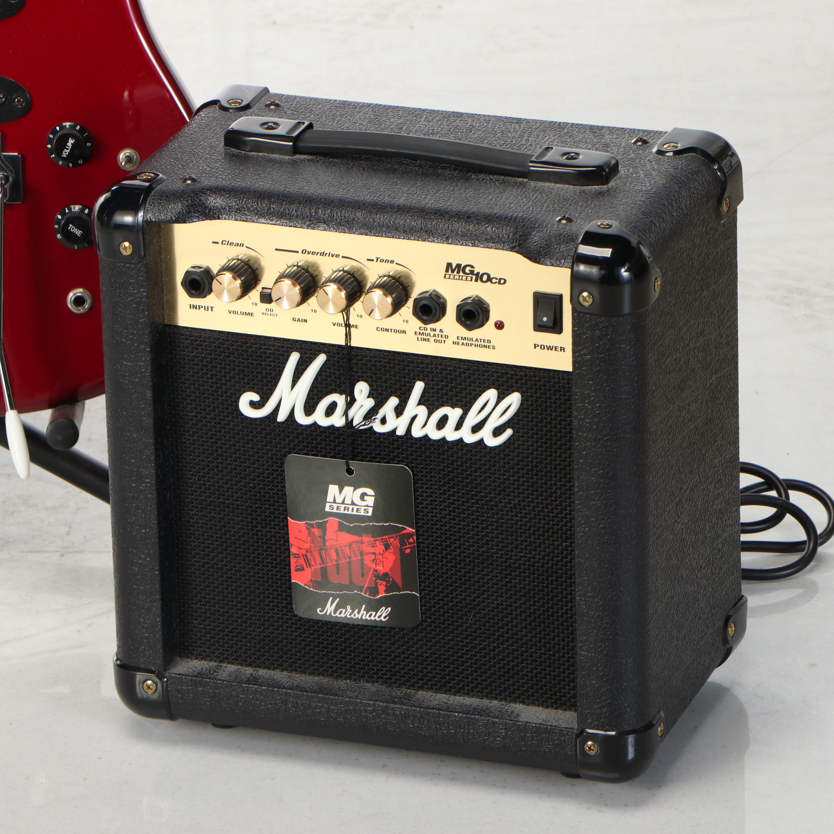 Guitar Research Metallic Red Electric Guitar  with Marshall MG Series Amplifier