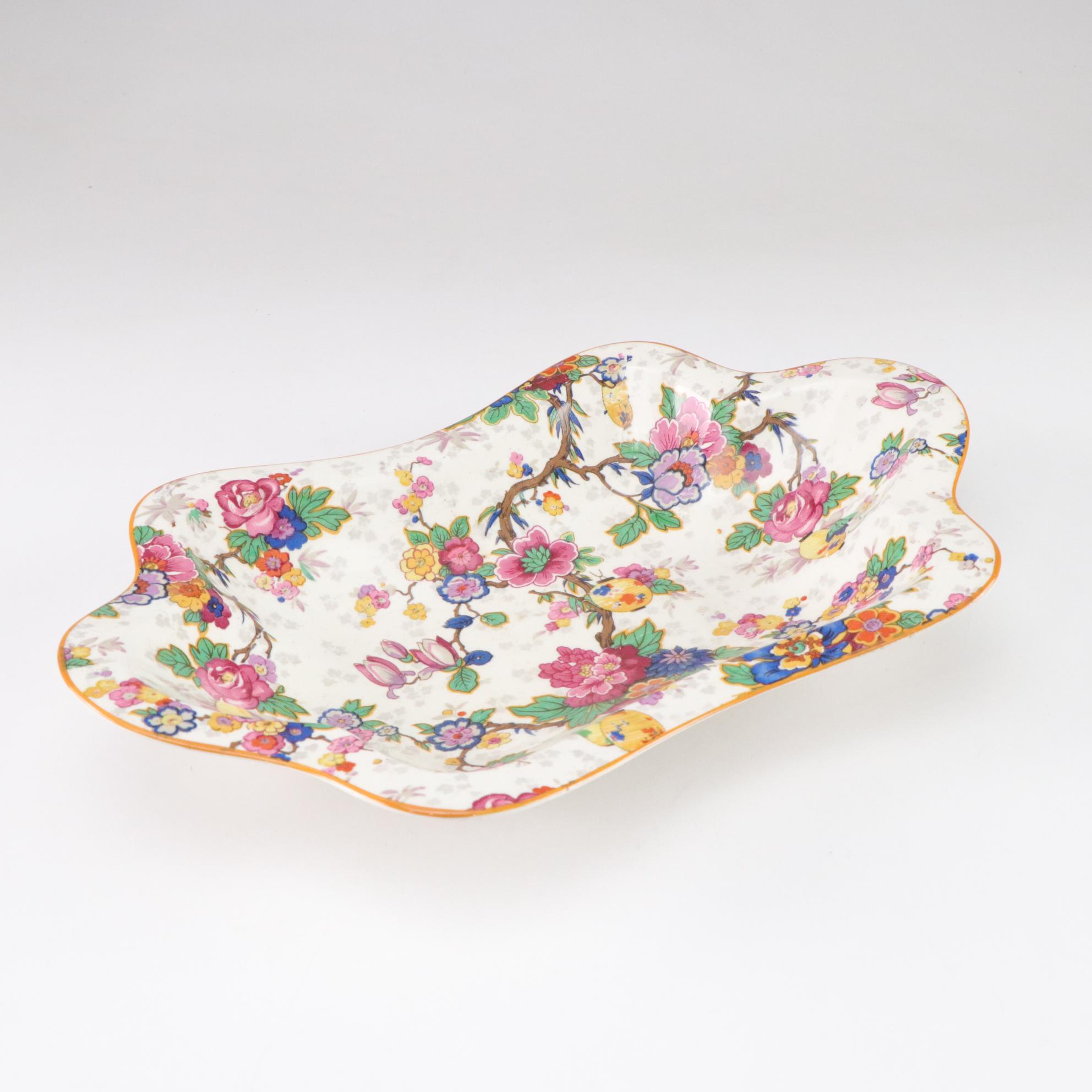 Crown Ducal "Festival Floral" Porcelain Chintzware Bowl and Covered Butter Dish