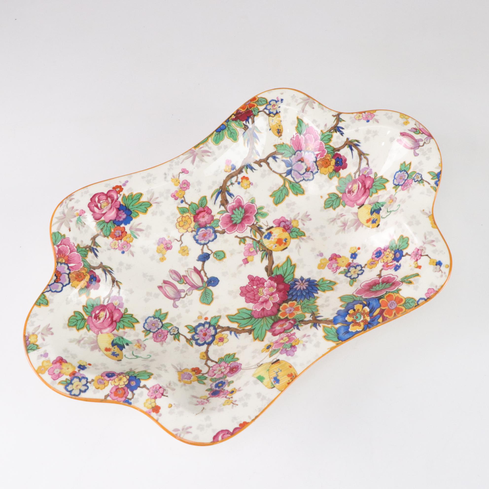 Crown Ducal "Festival Floral" Porcelain Chintzware Bowl and Covered Butter Dish