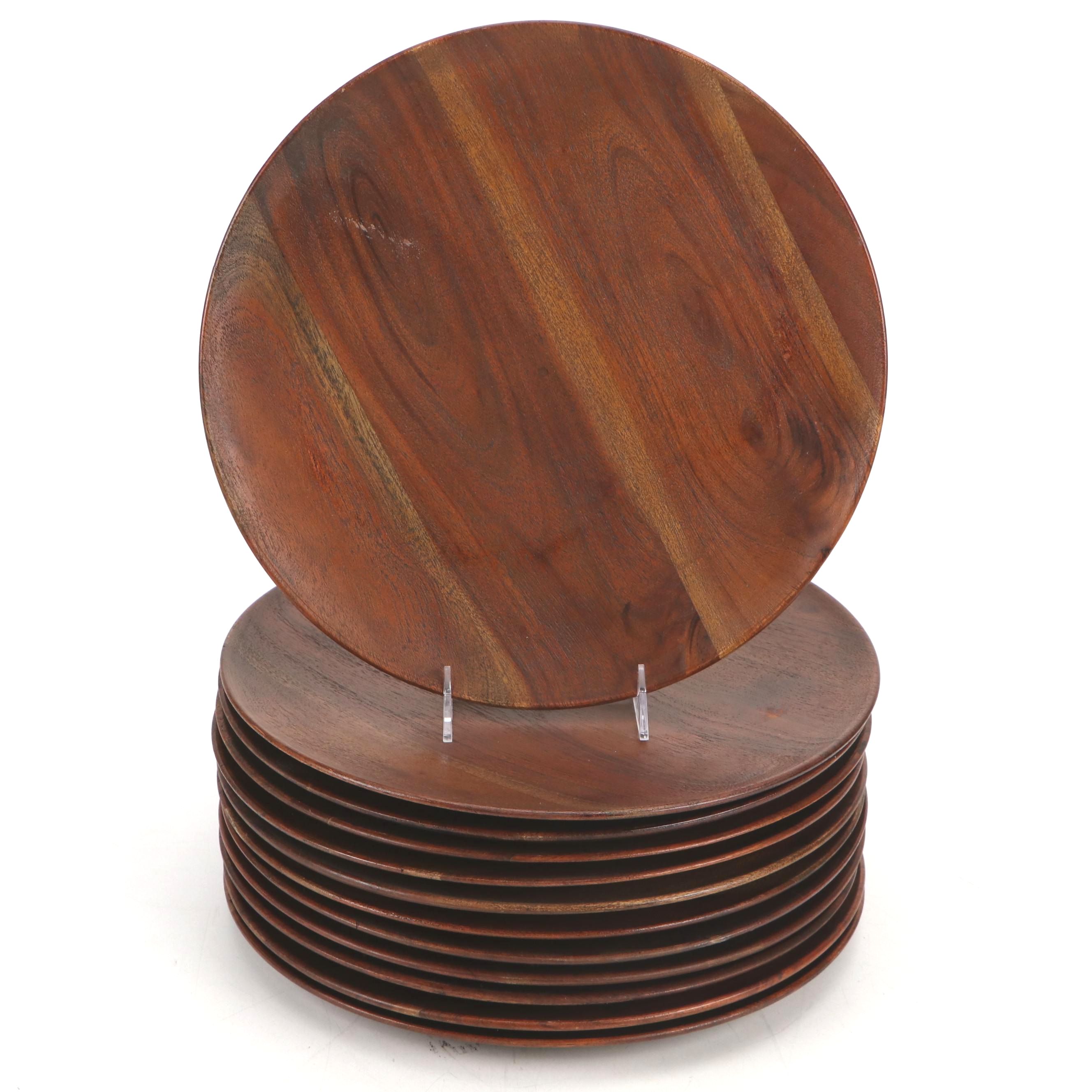 Pottery Barn "Chateau" Handcrafted Acacia Wood Chargers